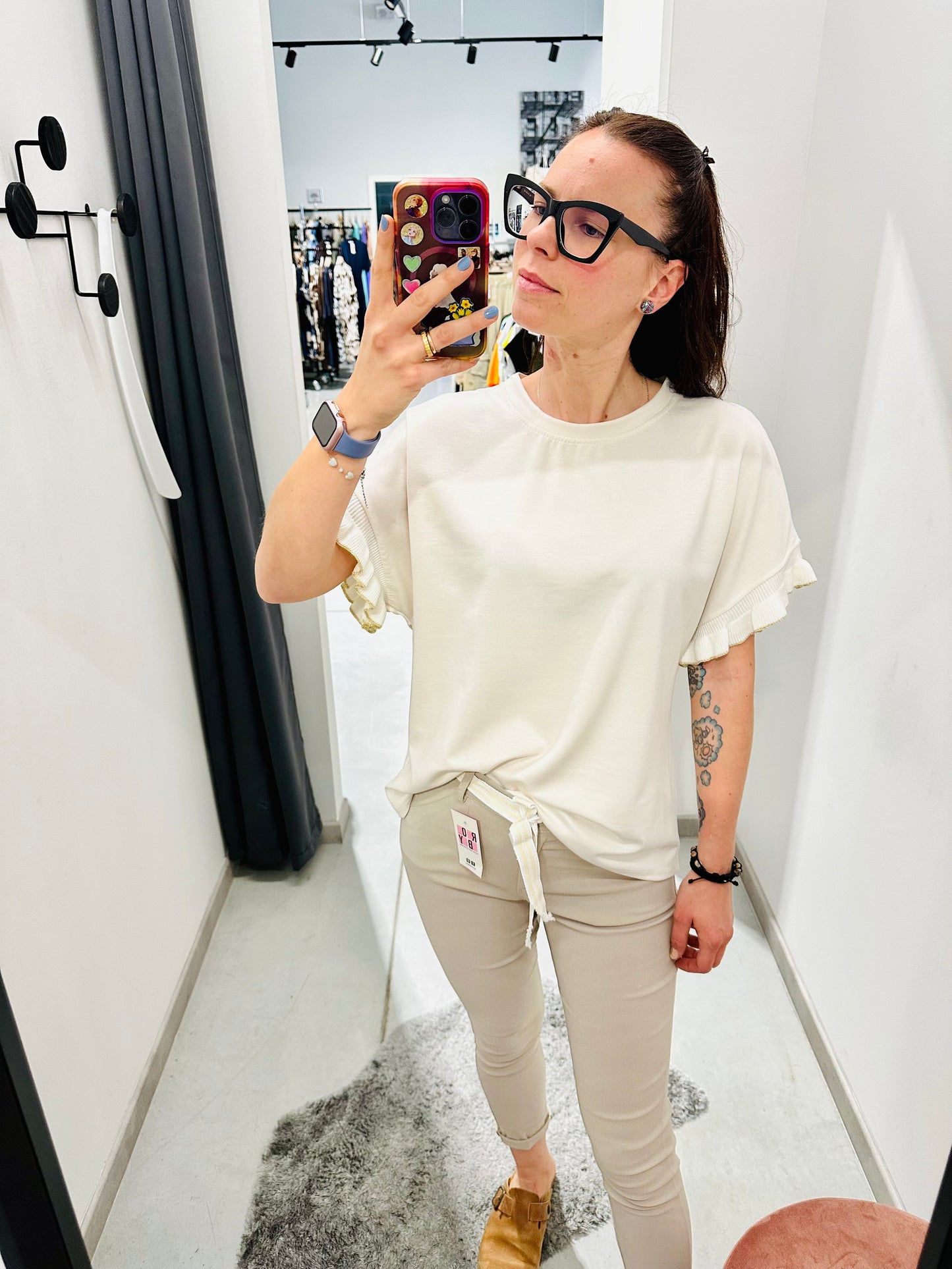 T-SHIRT OVER VOLANT LAMINATO