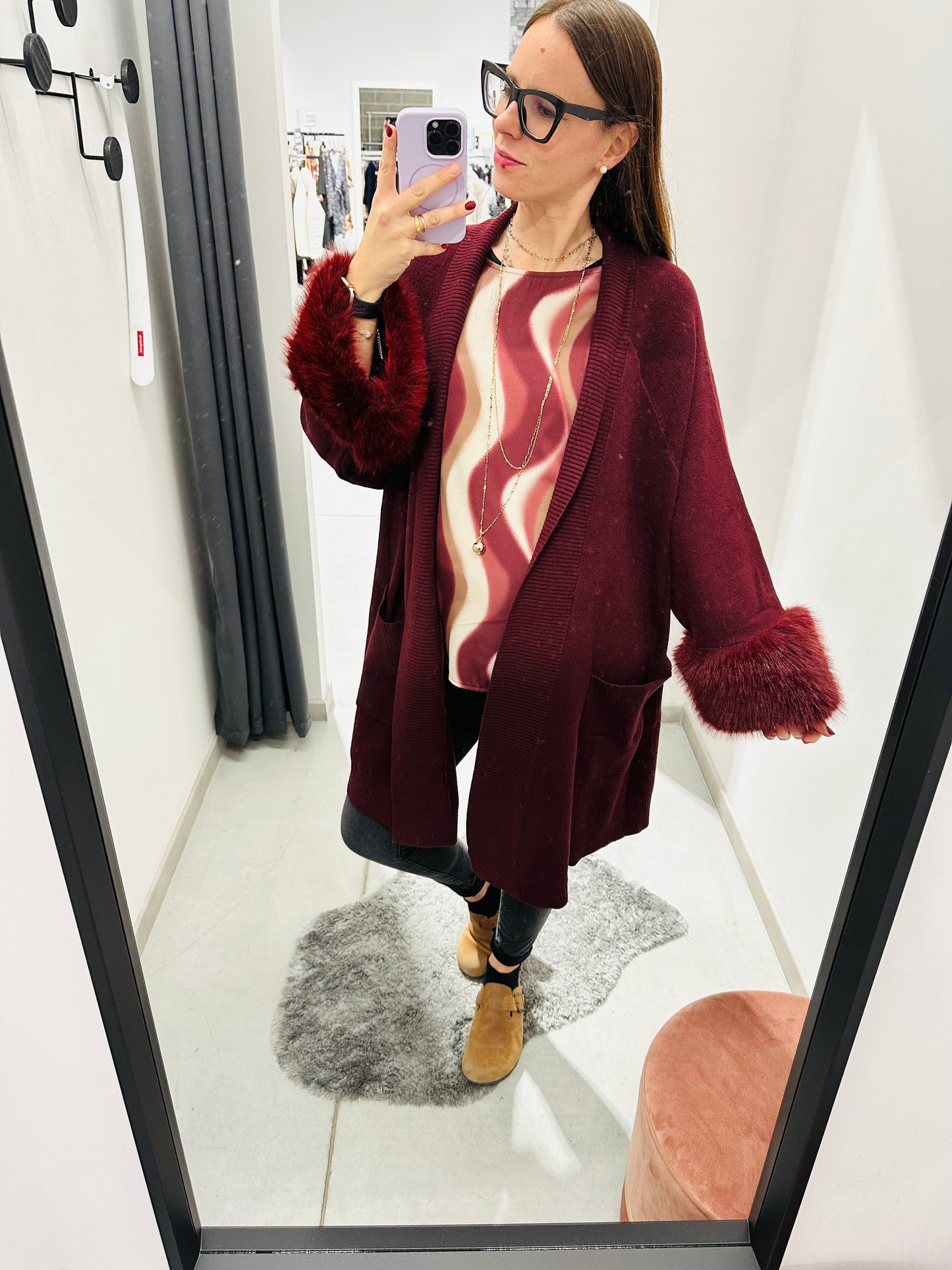 CARDIGAN CALDA VISCOSA ECOPELLICCIA CURVY