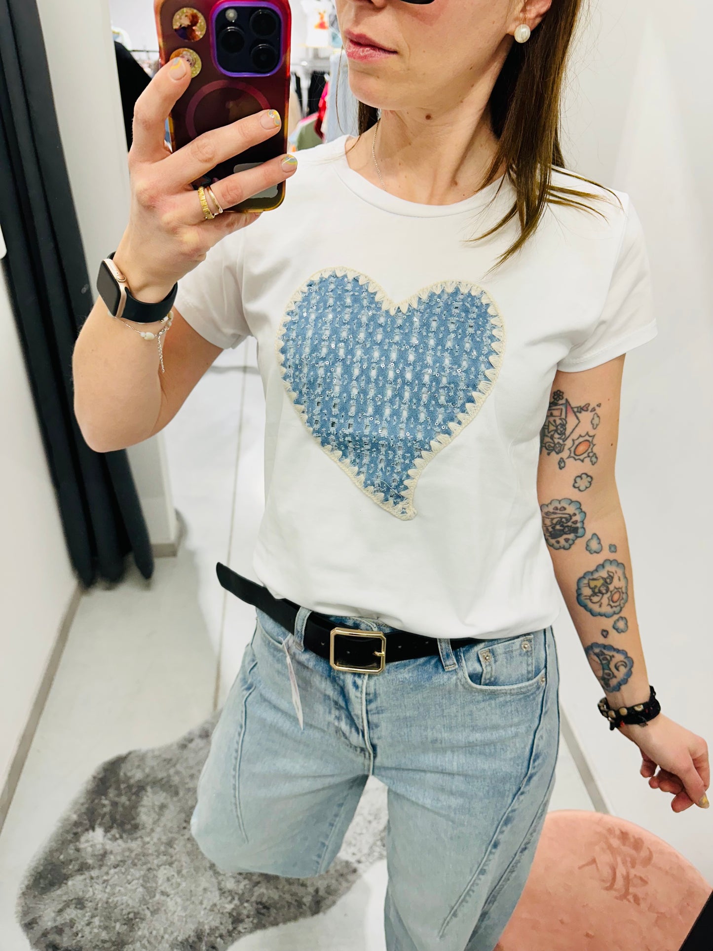 T- SHIRT ELLY CUORE PAILLETTES