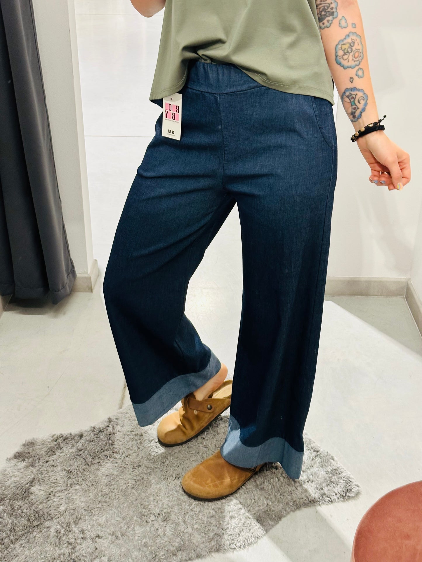 PANTA PALAZZO JEANS LEGGERO CURVY