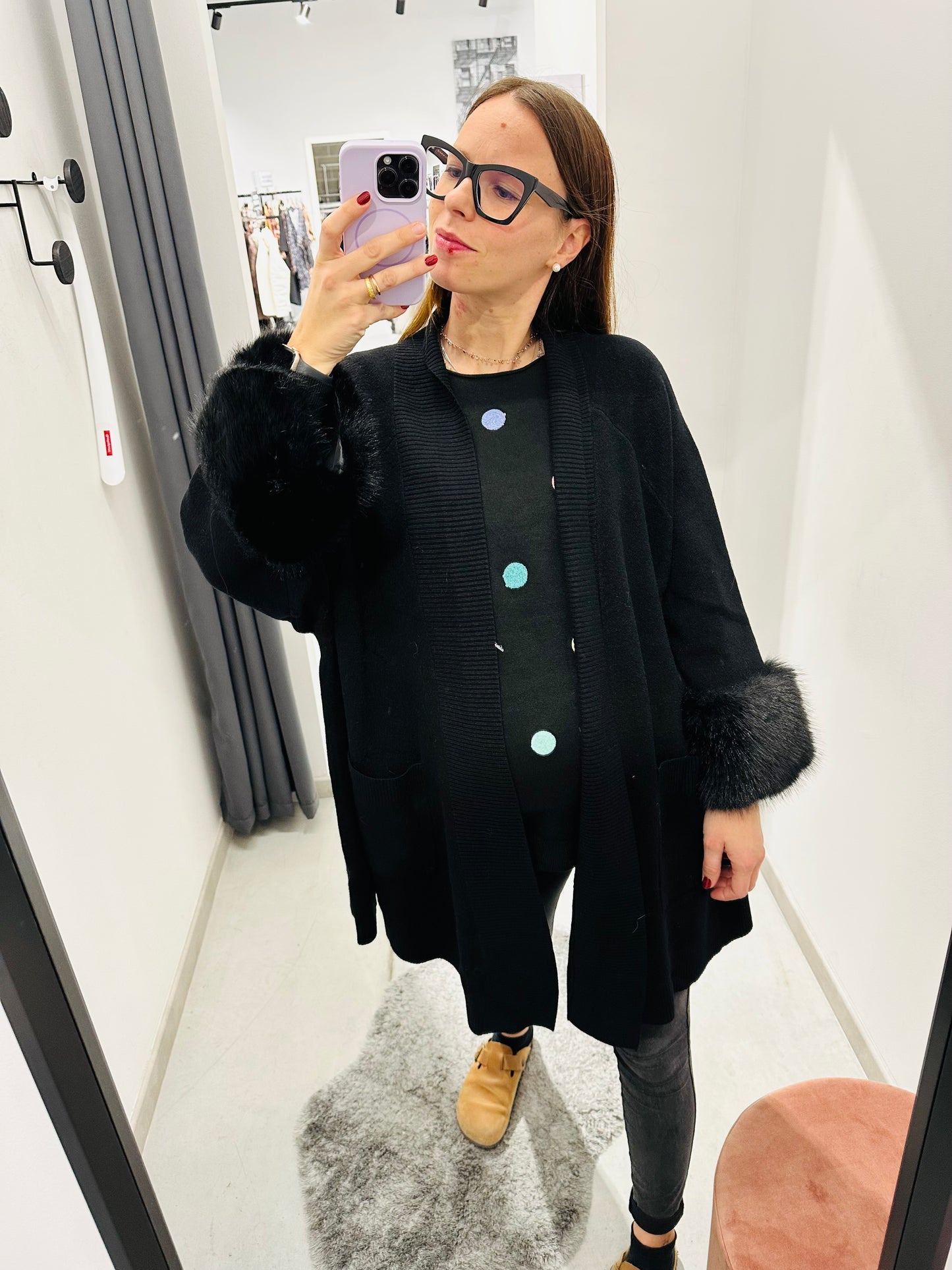 CARDIGAN CALDA VISCOSA ECOPELLICCIA CURVY