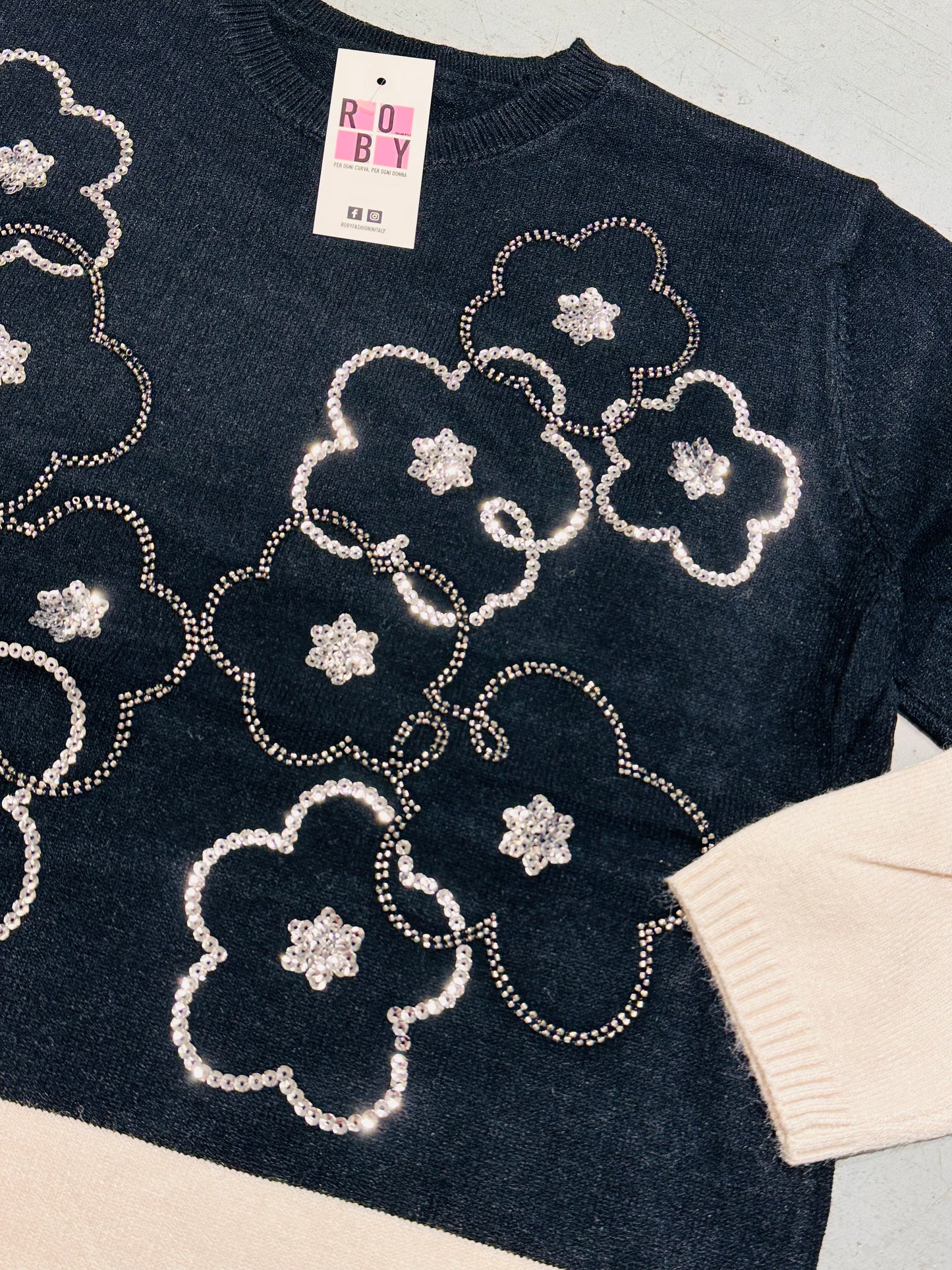 MAGLIONCINO FIORI PAILLETTES