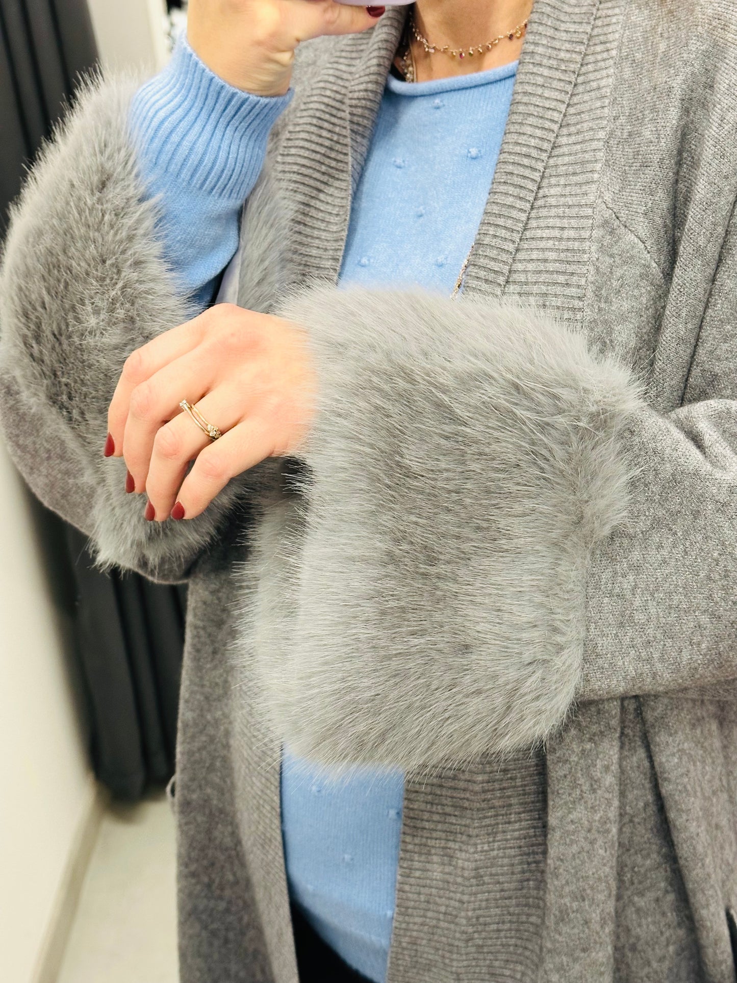 CARDIGAN CALDA VISCOSA ECOPELLICCIA CURVY