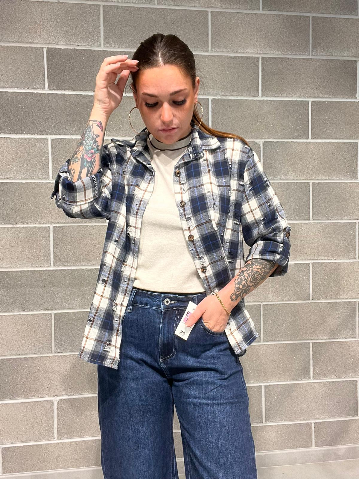 CAMICIA CALDO COTONE TRAFORATA DAZY