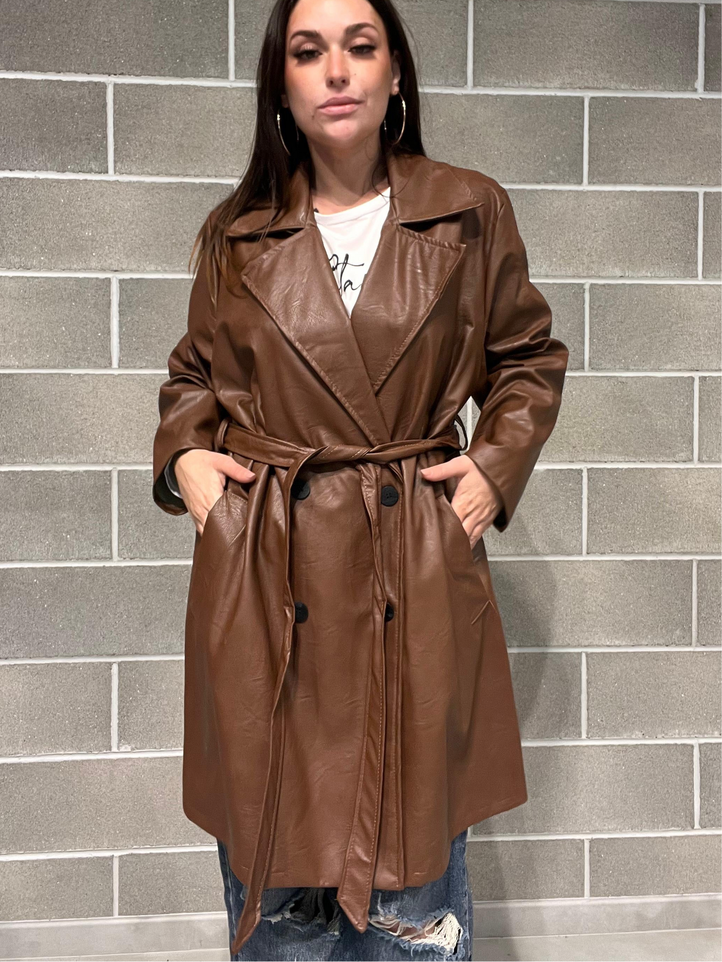 TRENCH DOPPIOPETTO ECOPELLE CURVY