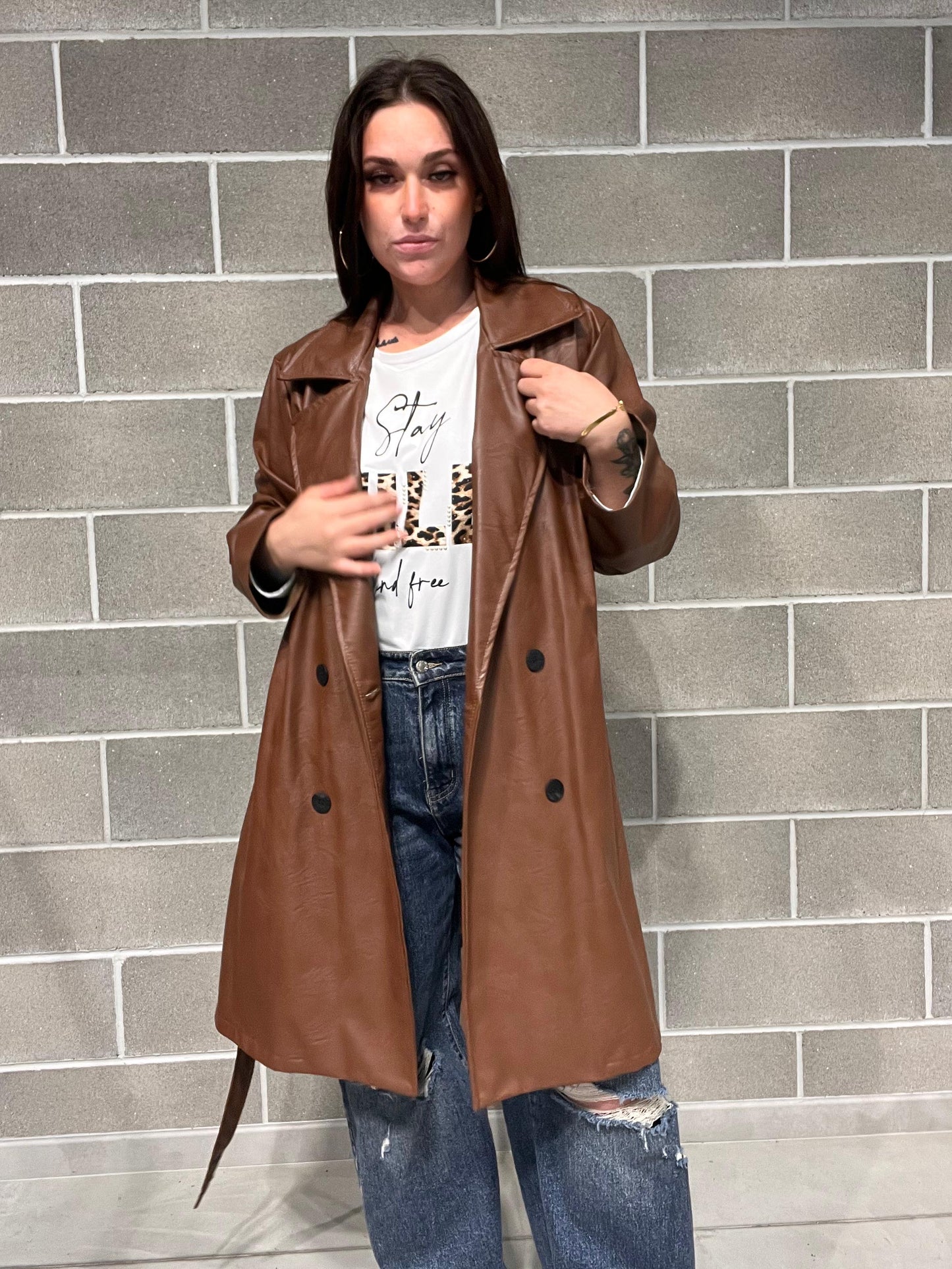 TRENCH DOPPIOPETTO ECOPELLE CURVY