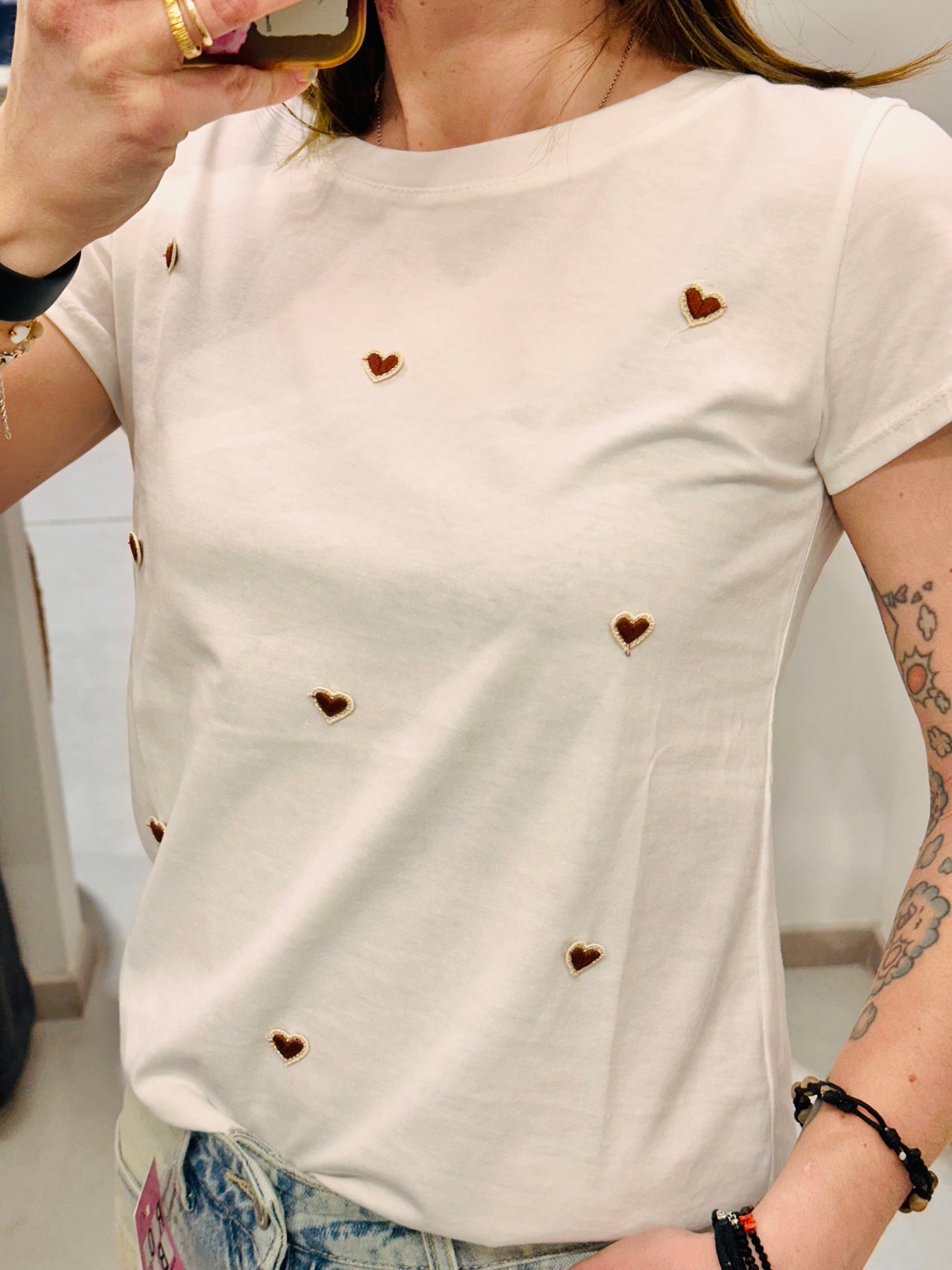 T-SHIRT CUORICINI RICAMATI