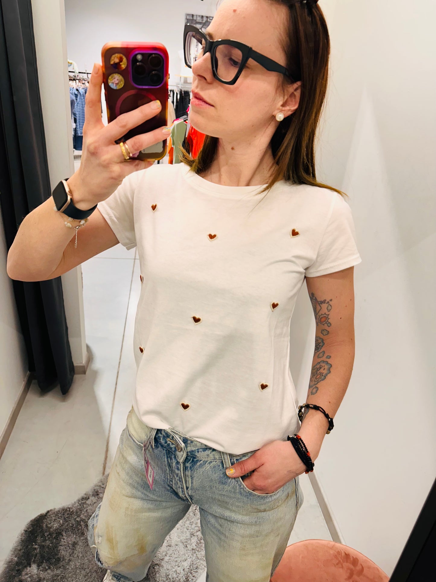 T-SHIRT CUORICINI RICAMATI