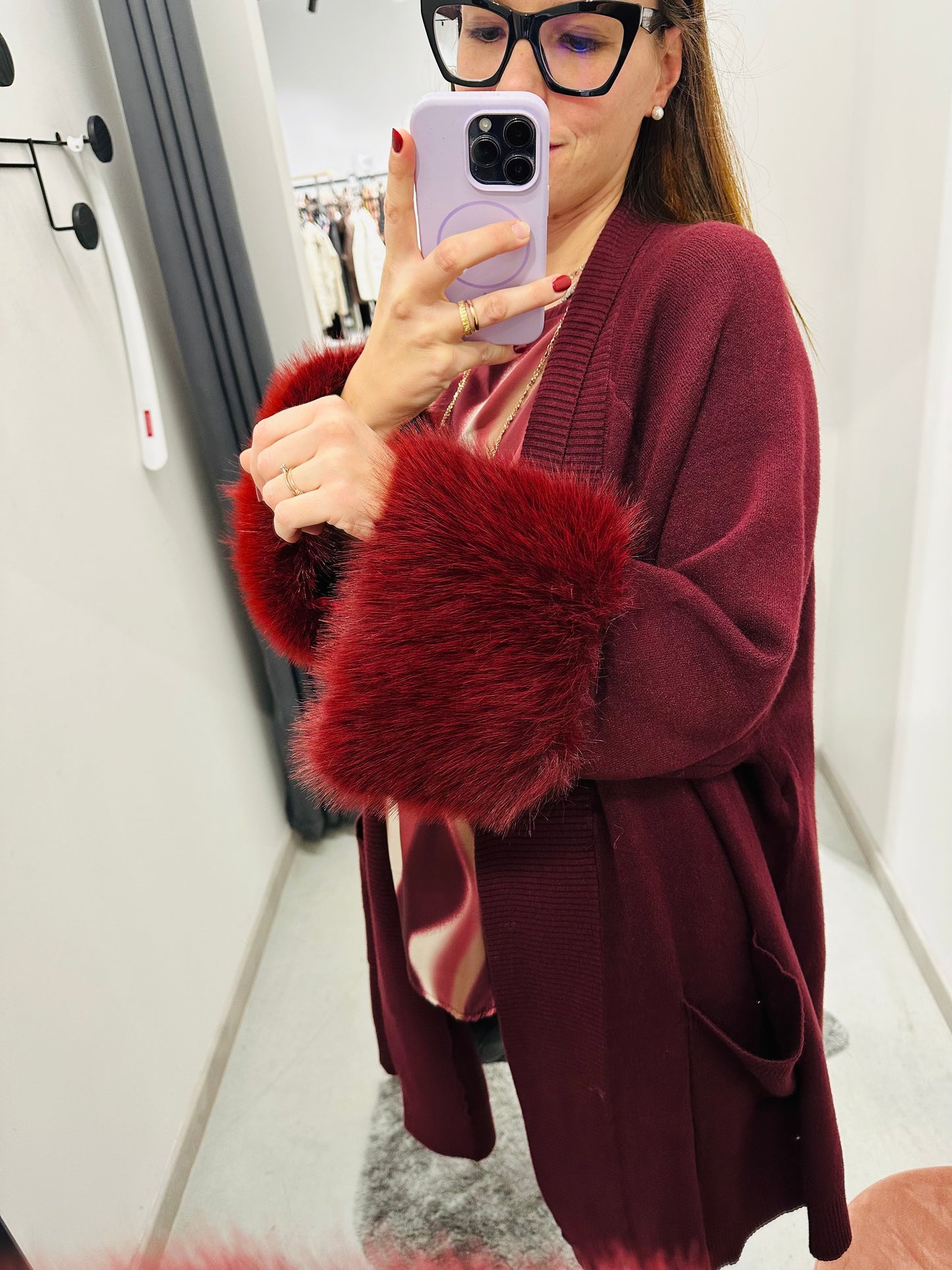 CARDIGAN CALDA VISCOSA ECOPELLICCIA CURVY