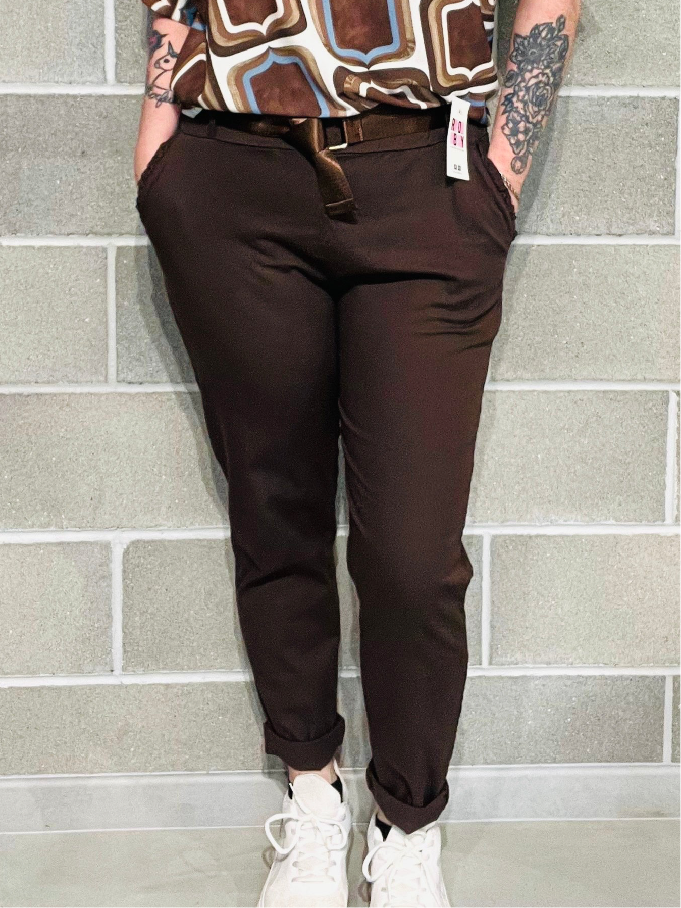 PANTALONI COTONE TASCHE ROUGE CURVY