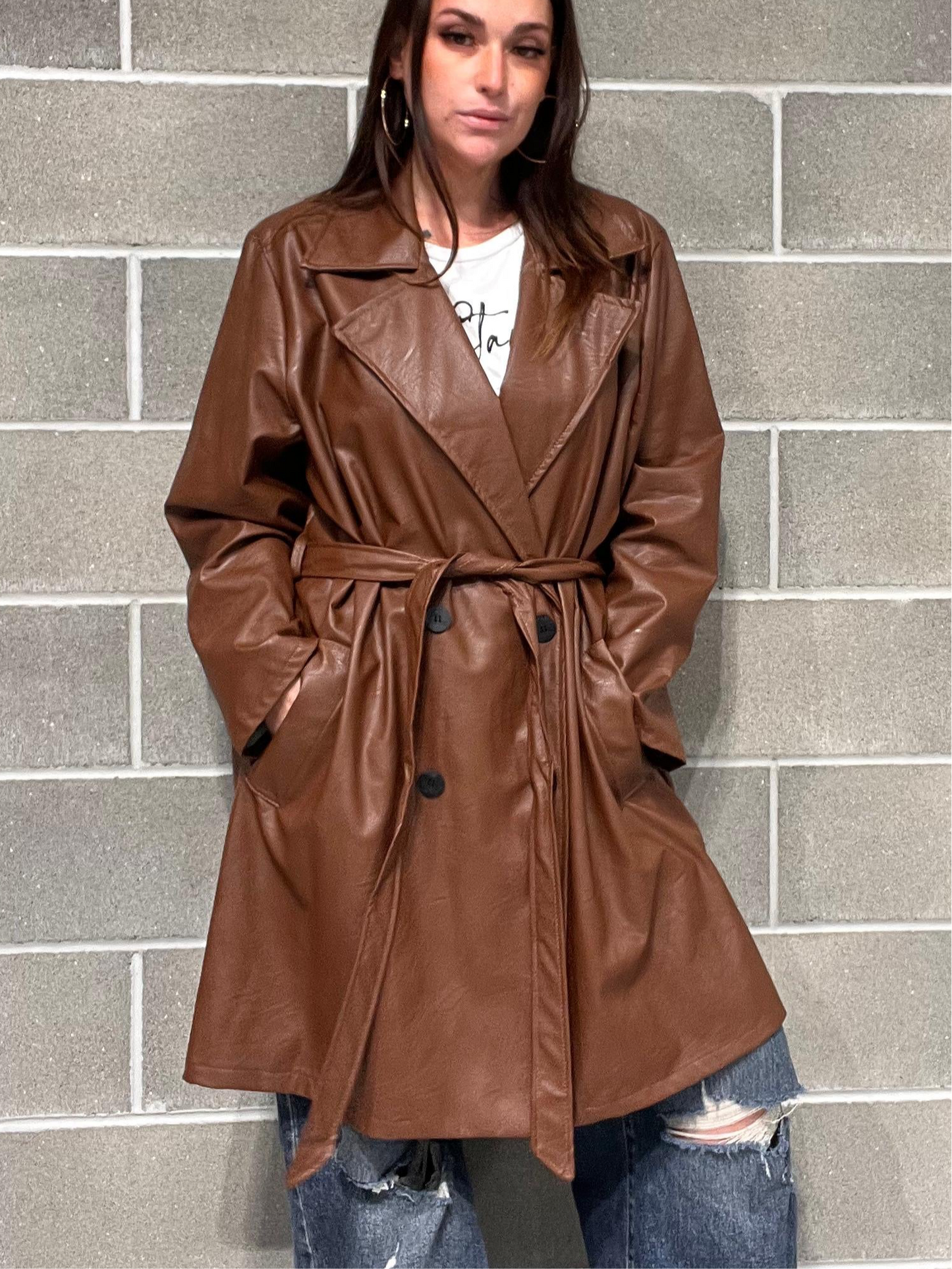 TRENCH DOPPIOPETTO ECOPELLE CURVY