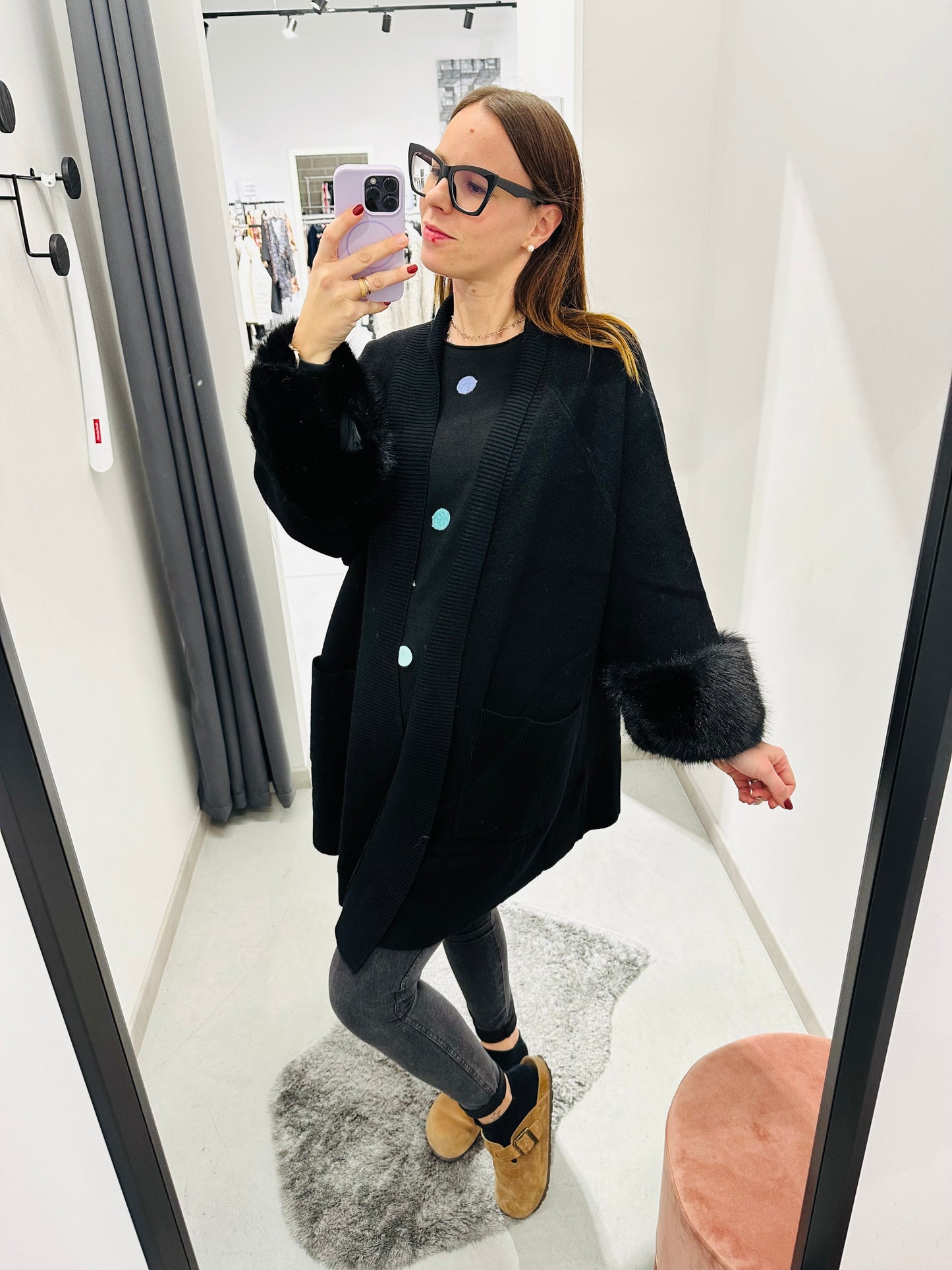 CARDIGAN CALDA VISCOSA ECOPELLICCIA CURVY