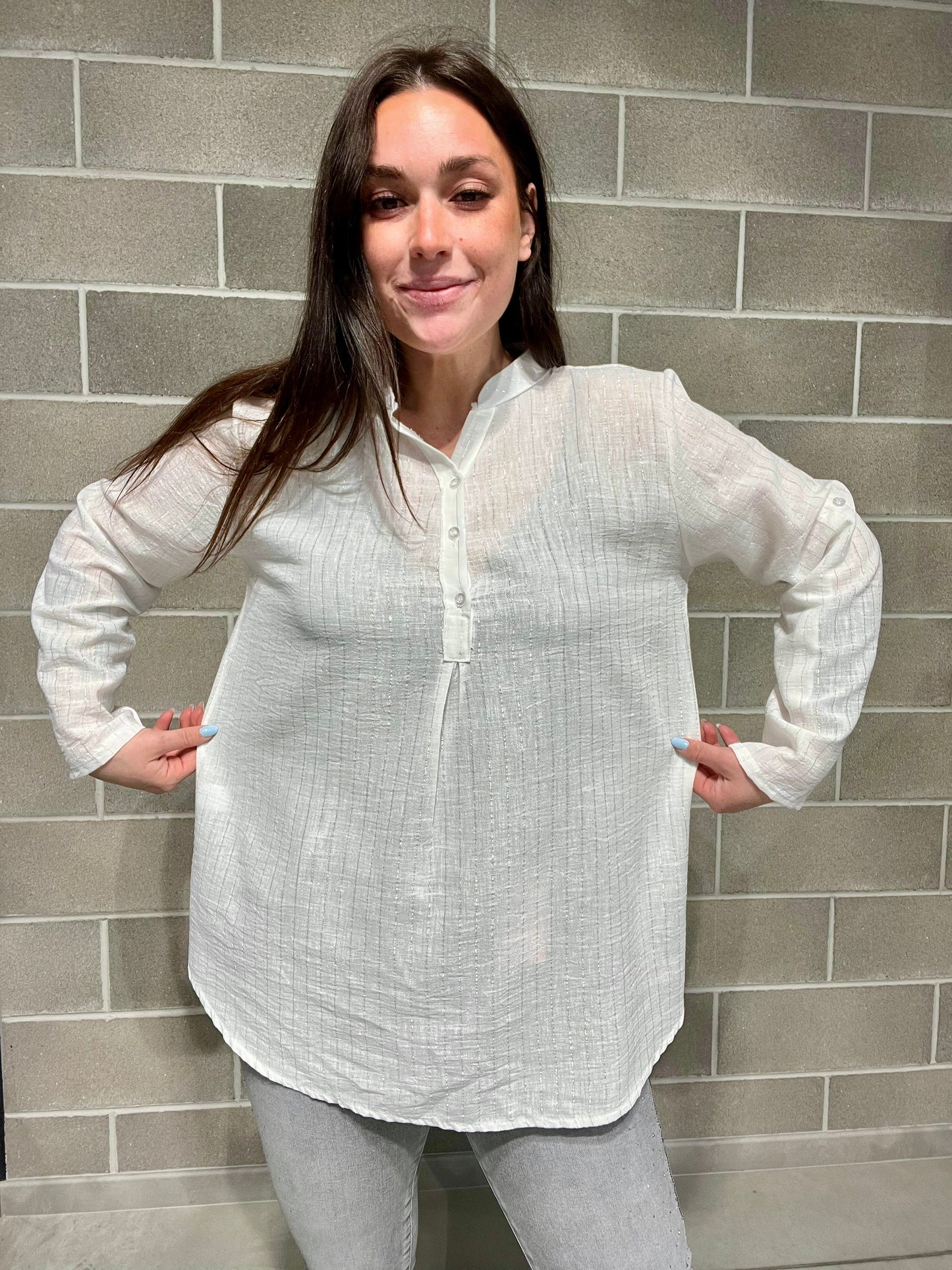 BLUSA OVER RIGHE LAMINATE CURVY