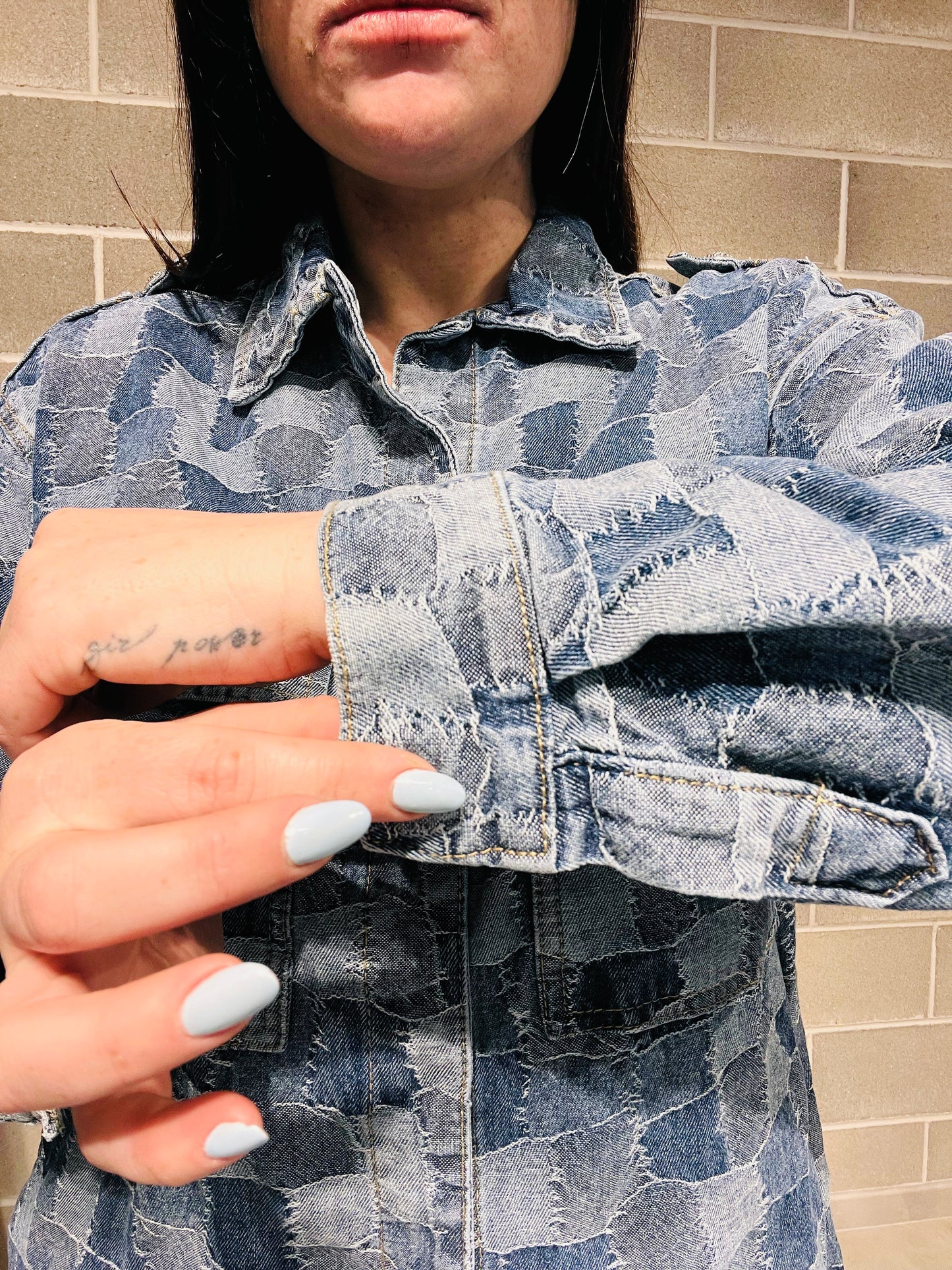 GIACCA IN JEANS QUADRETTI