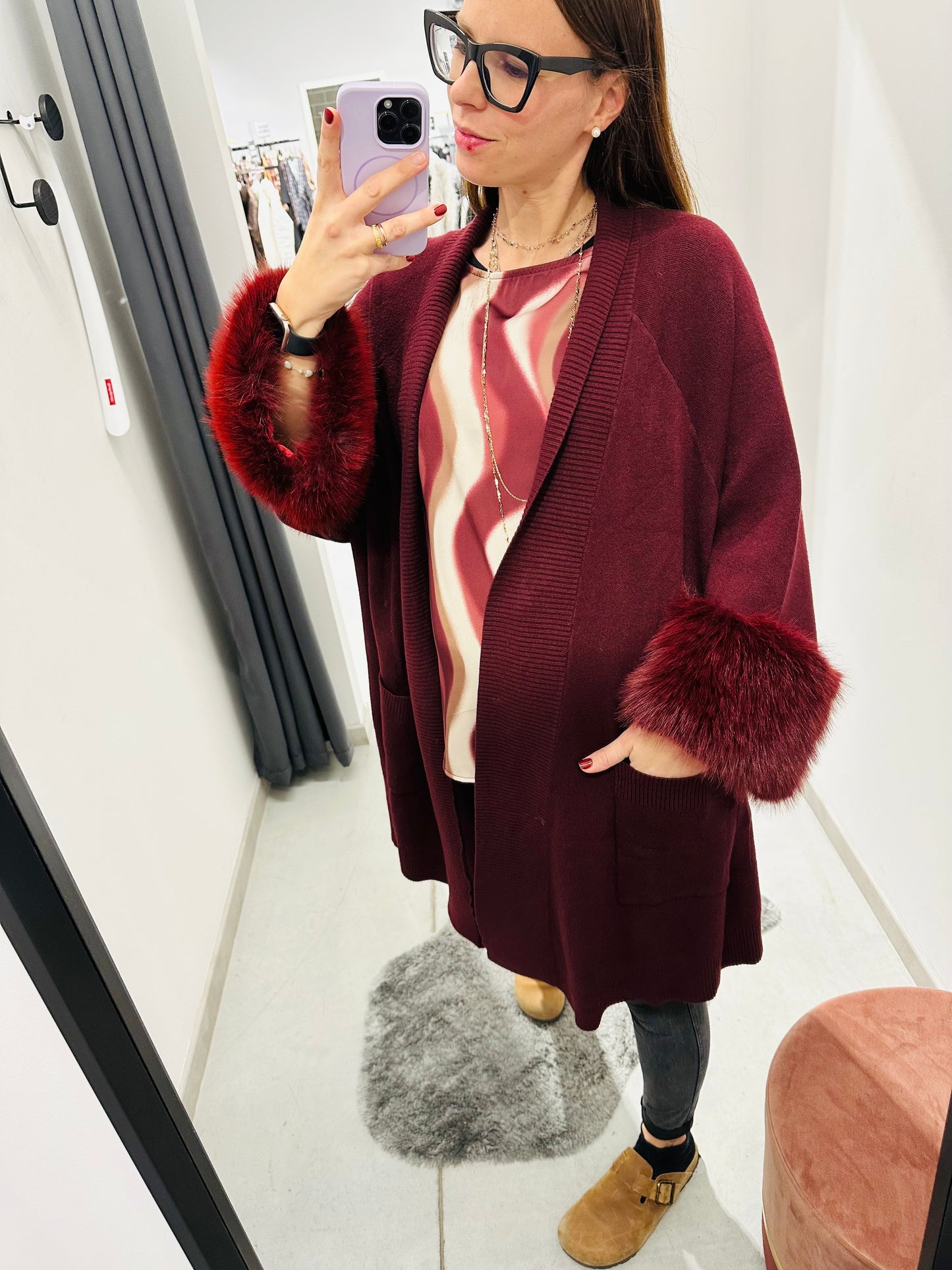 CARDIGAN CALDA VISCOSA ECOPELLICCIA CURVY