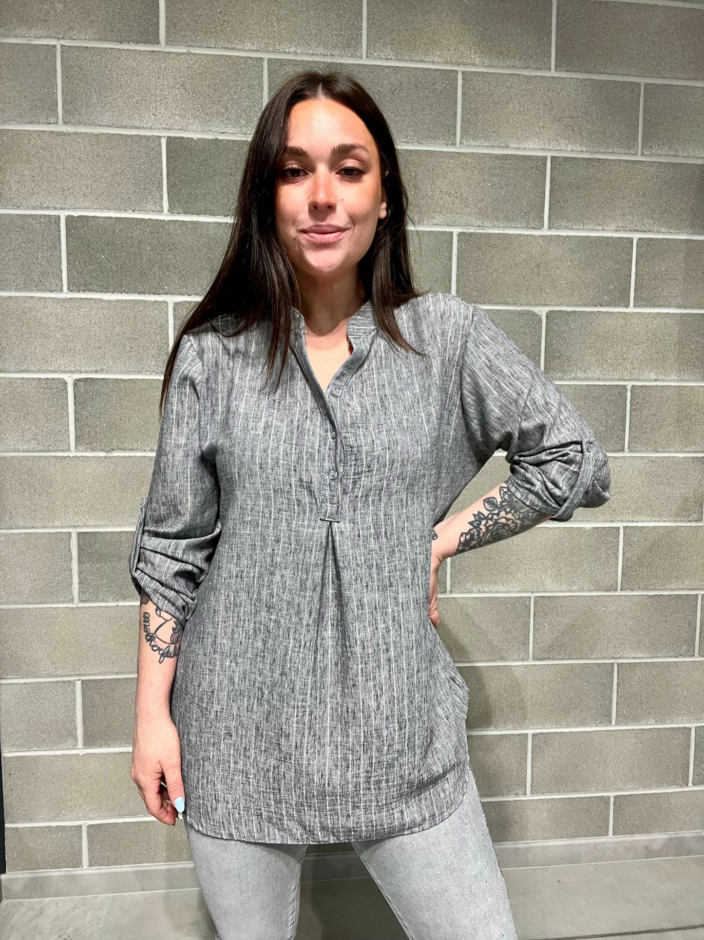 BLUSA OVER RIGHE LAMINATE CURVY
