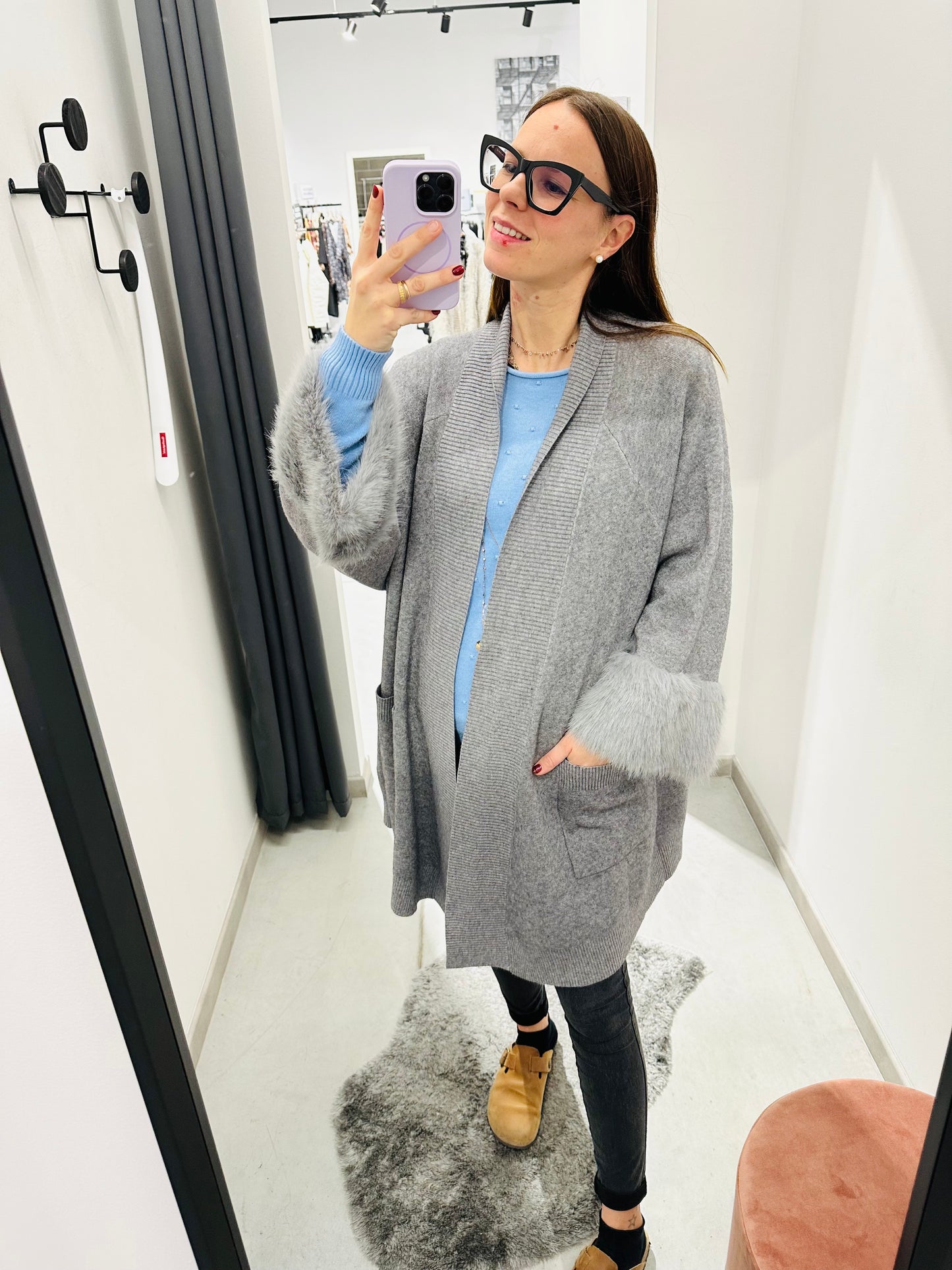 CARDIGAN CALDA VISCOSA ECOPELLICCIA CURVY