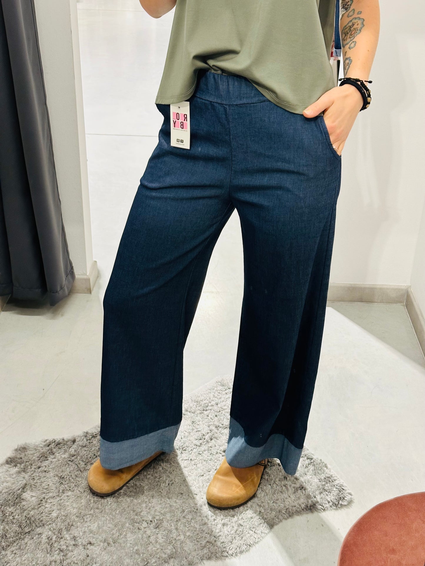 PANTA PALAZZO JEANS LEGGERO CURVY