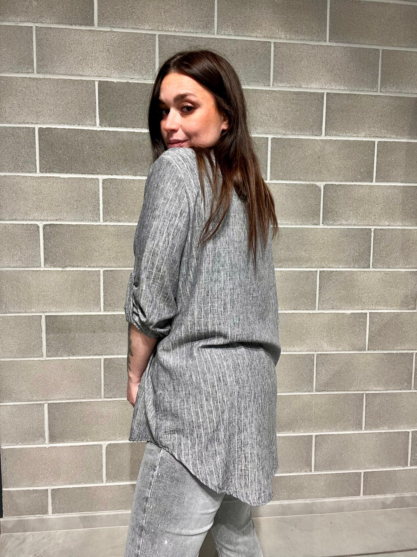 BLUSA OVER RIGHE LAMINATE CURVY