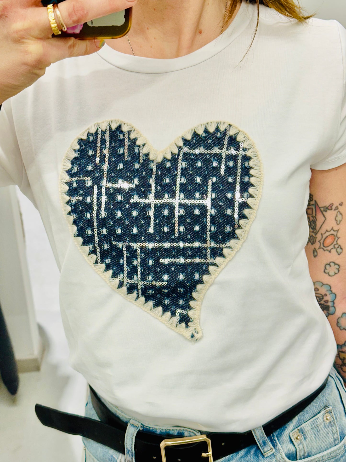 T- SHIRT ELLY CUORE PAILLETTES