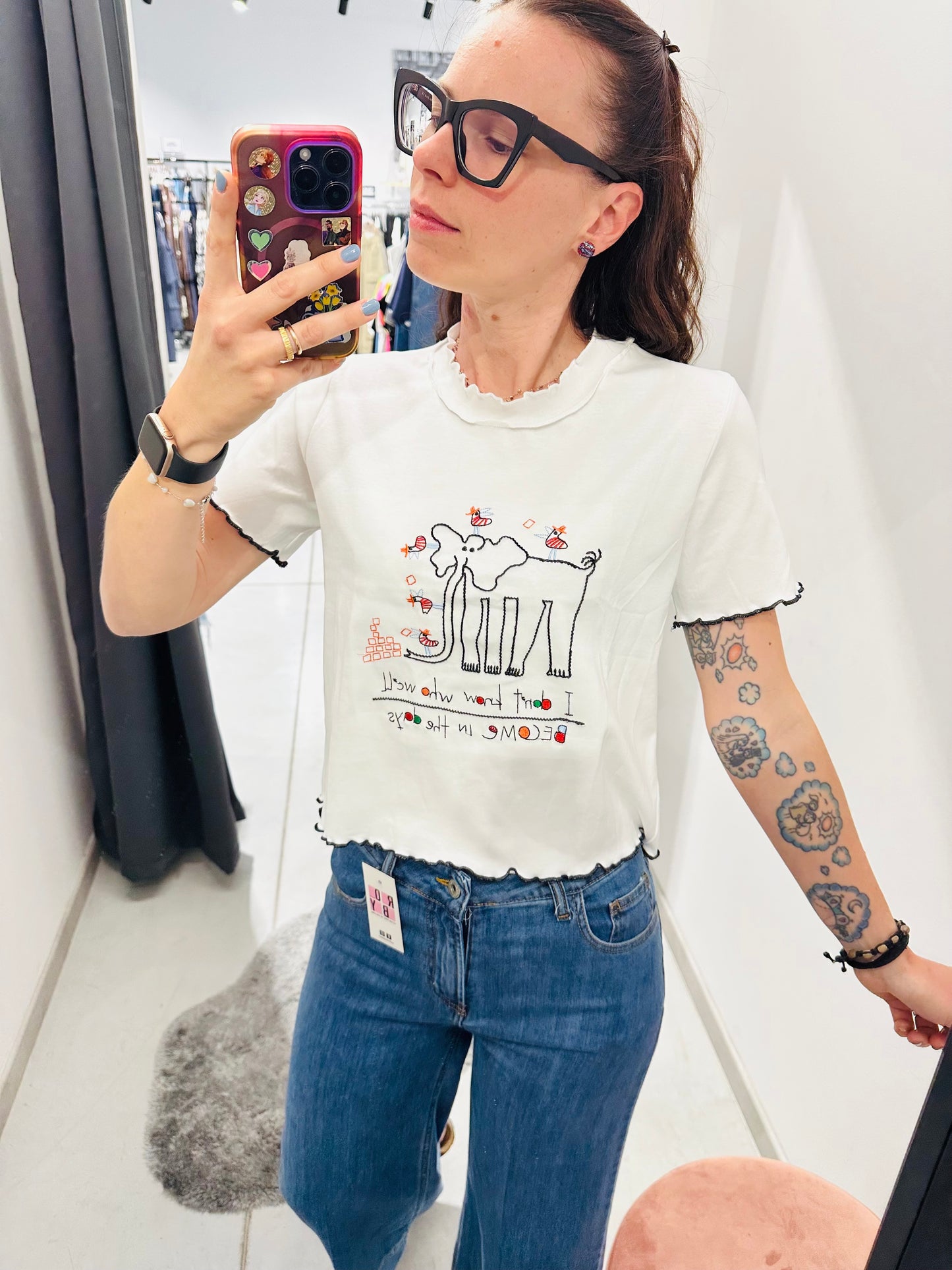 T-SHIRT CROP ELEFANTINO