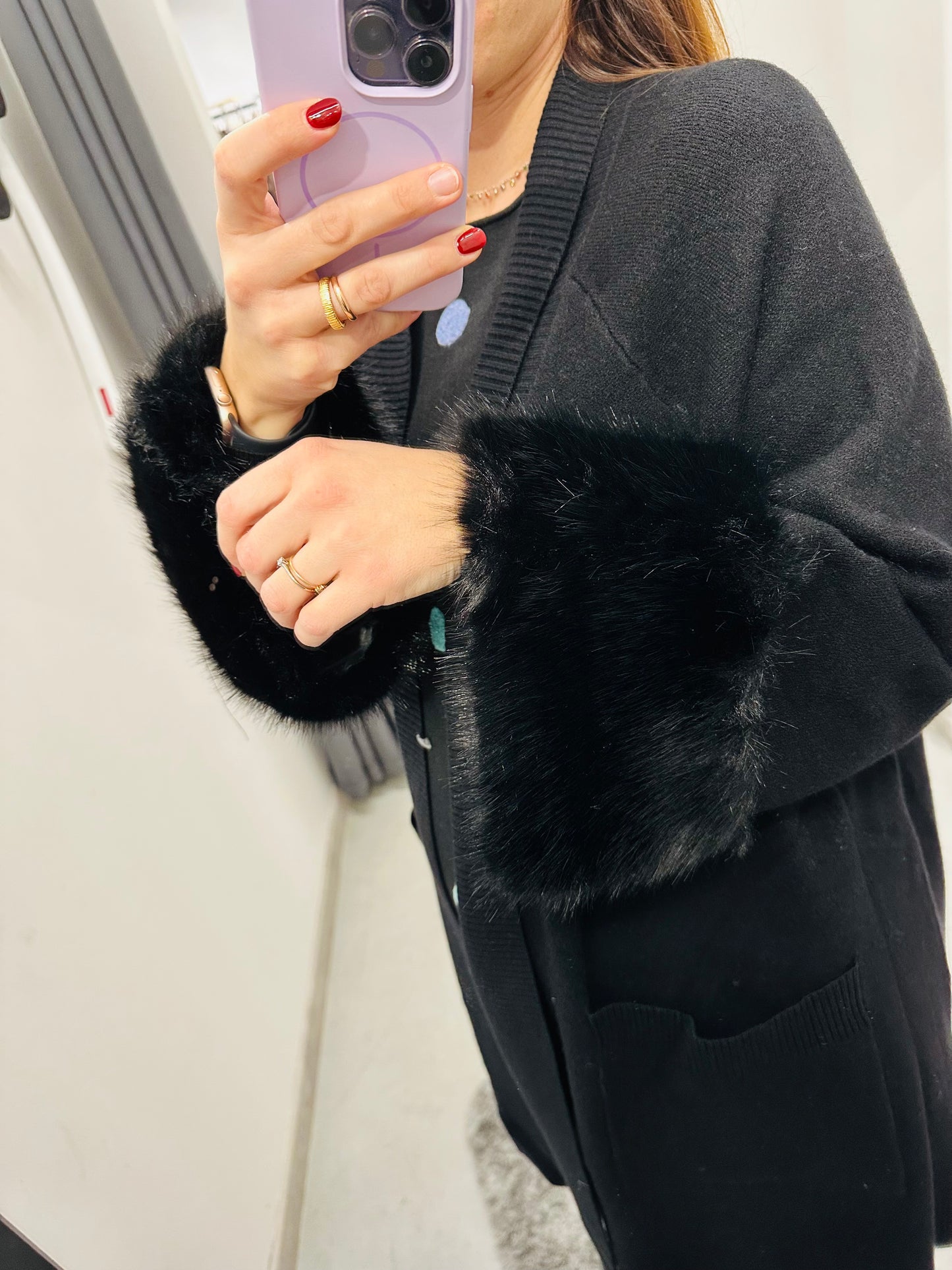 CARDIGAN CALDA VISCOSA ECOPELLICCIA CURVY