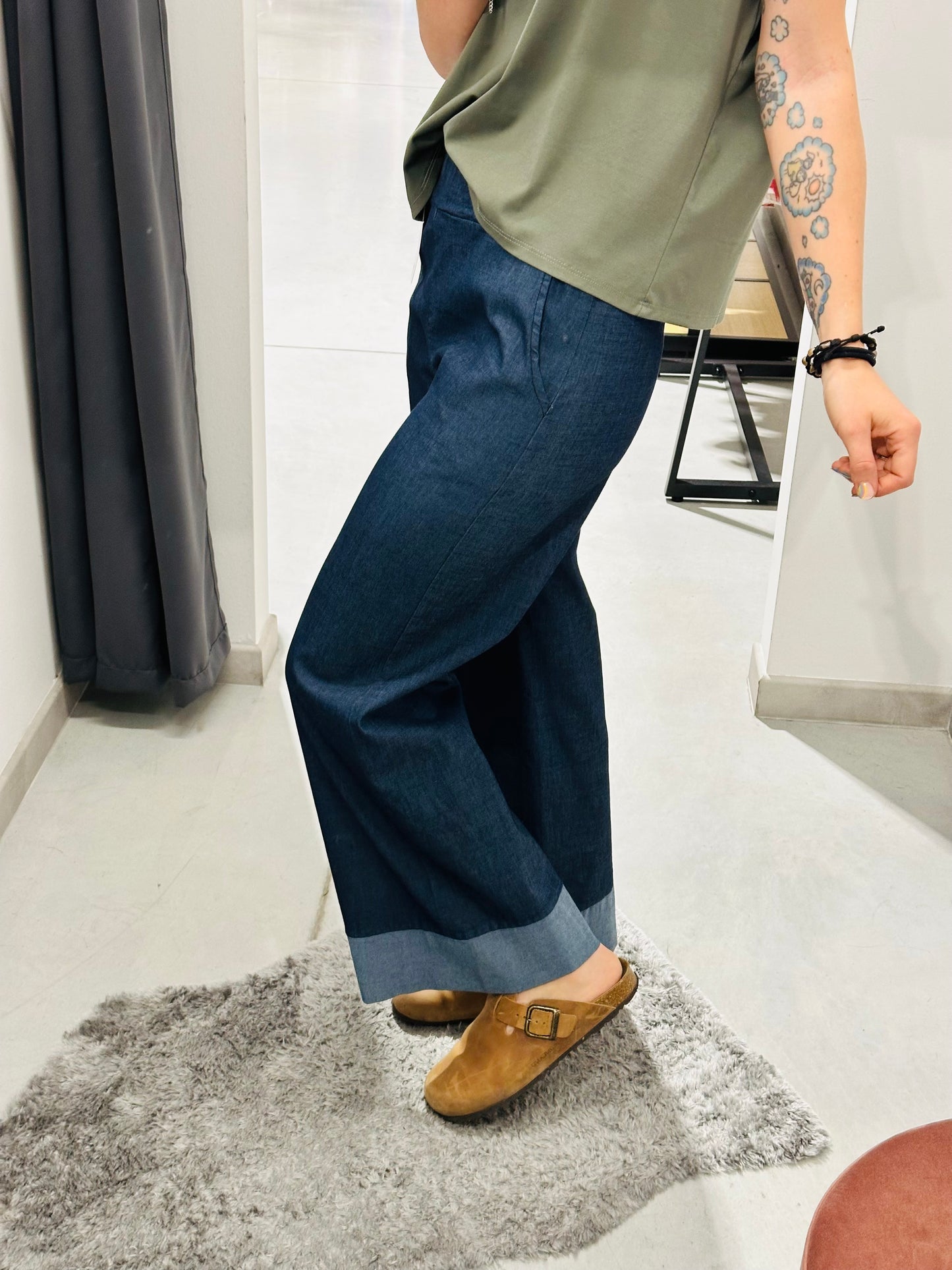 PANTA PALAZZO JEANS LEGGERO CURVY