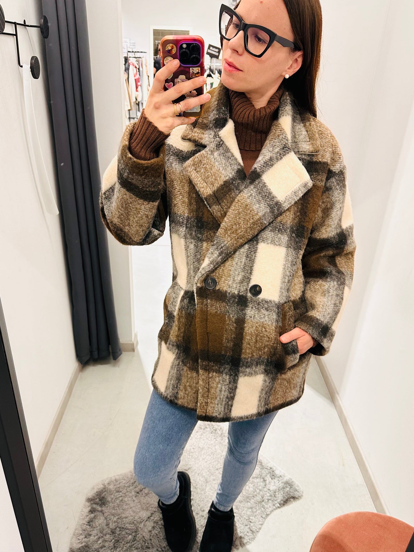 CAPPOTTO CORTO DOPPIOPETTO QUADRI