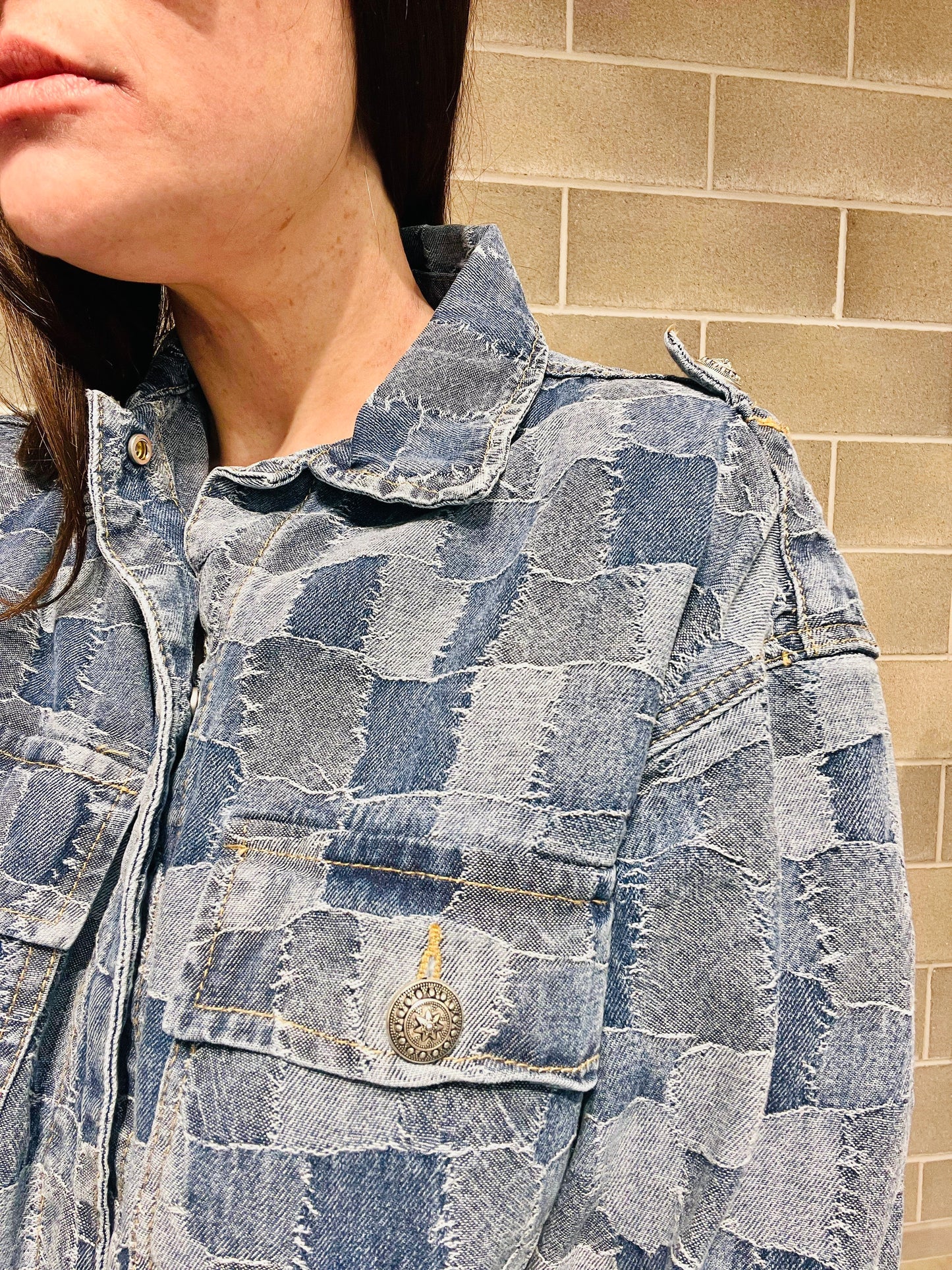 GIACCA IN JEANS QUADRETTI
