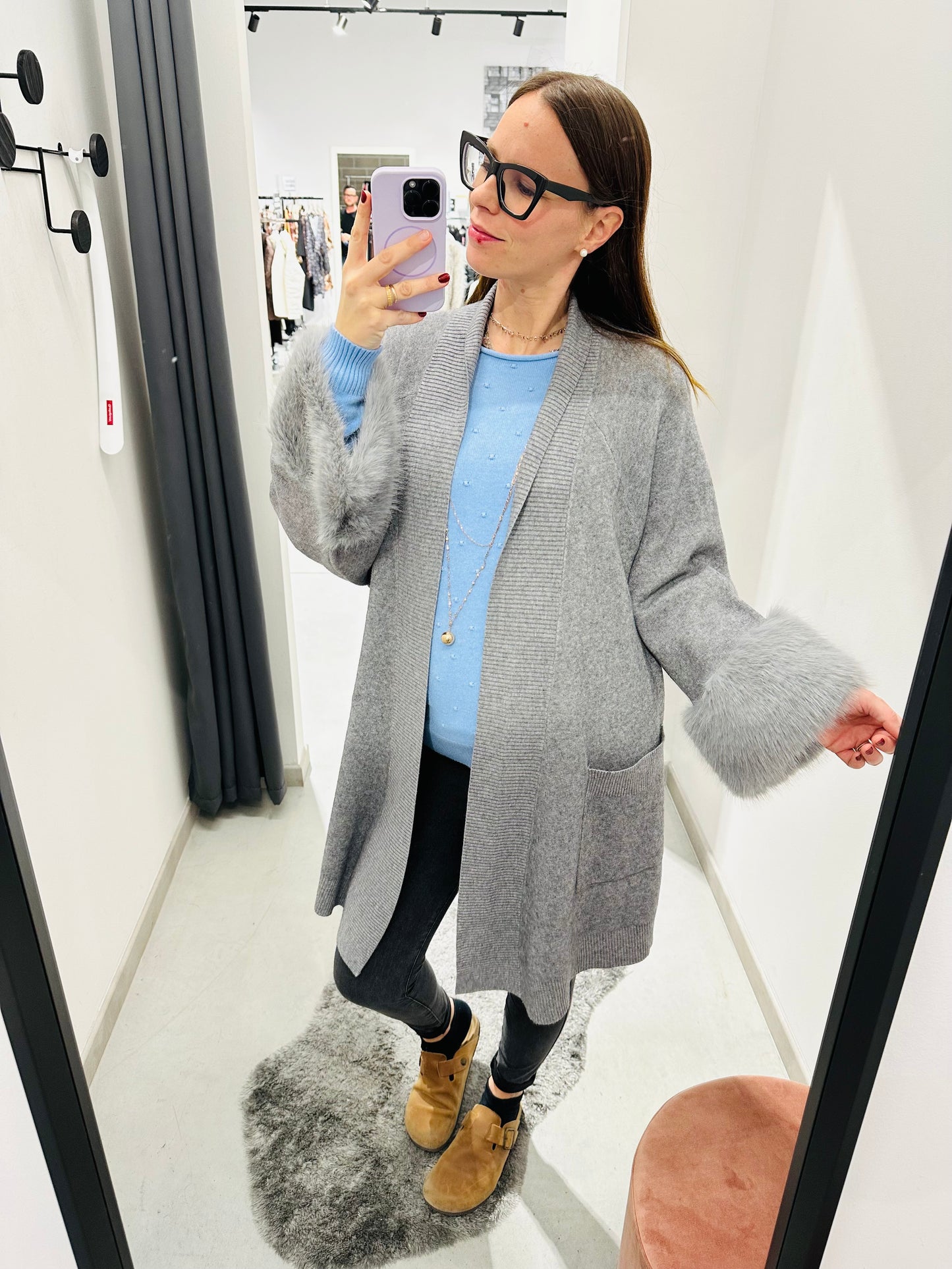 CARDIGAN CALDA VISCOSA ECOPELLICCIA CURVY