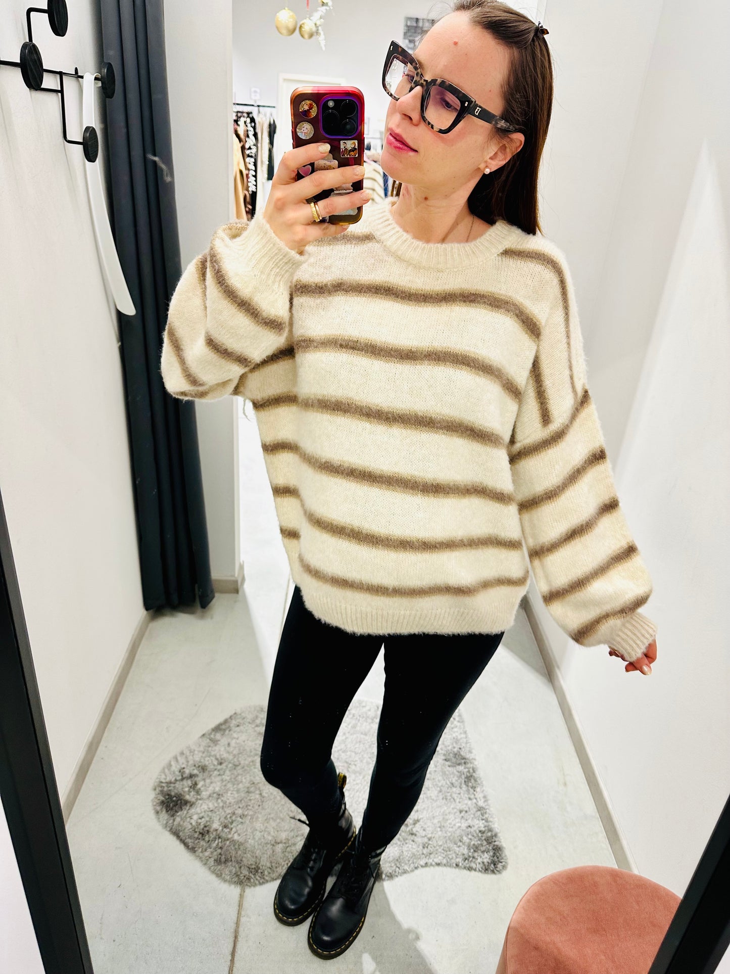 MAGLIONE OVERSIZE RIGHE MISTO LANA