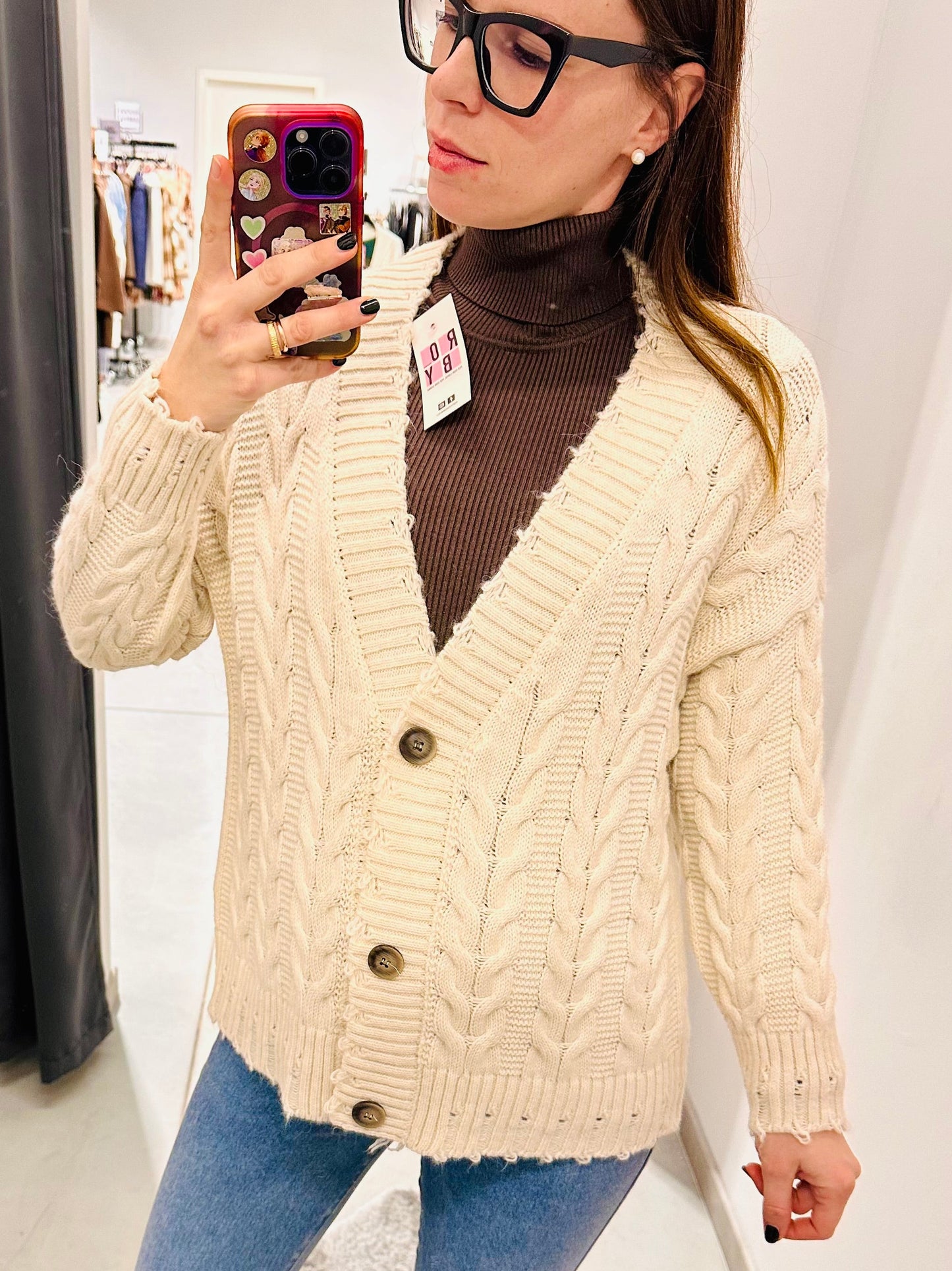 CARDIGAN ROTTURE MISTO LANA