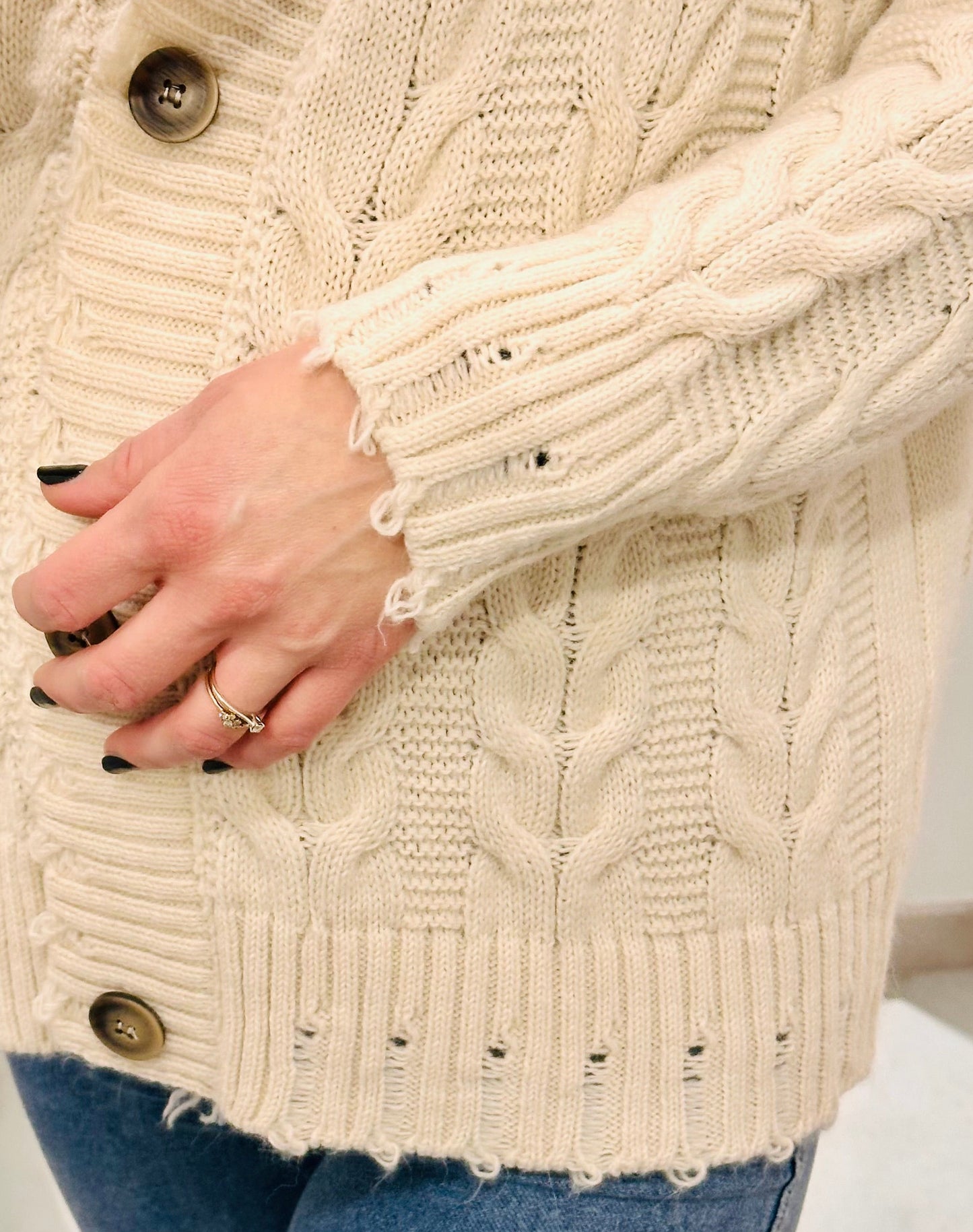 CARDIGAN ROTTURE MISTO LANA