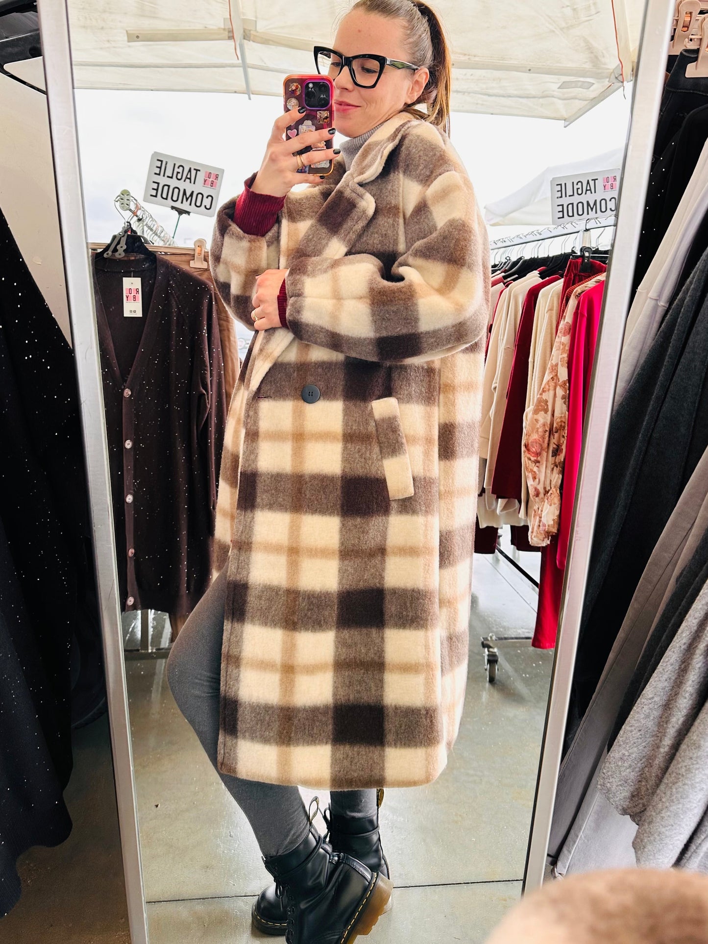 CAPPOTTO DOPPIOPETTO LUNGO QUADRI