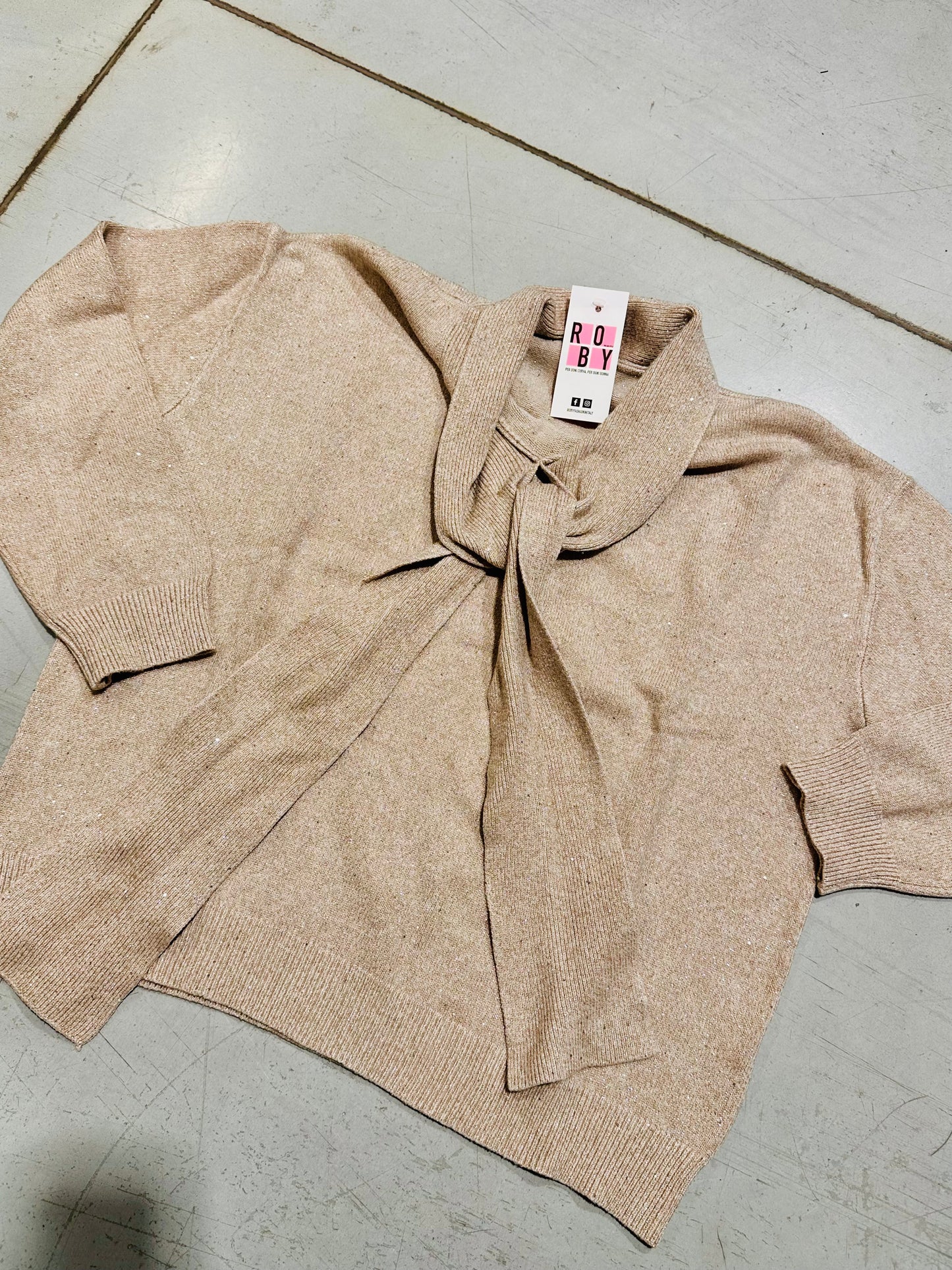 MAGLIONE CRAVATTA LAMINATO