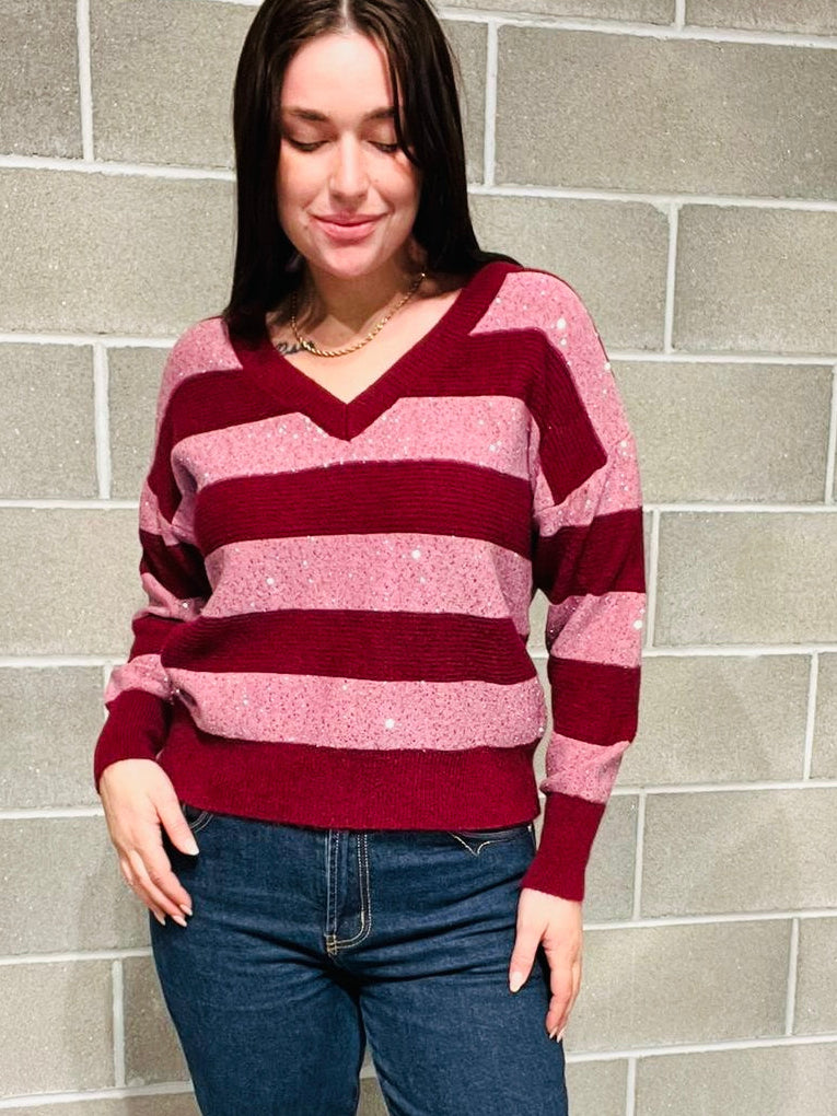 MAGLIONE SCOLLO V PAILLETTES