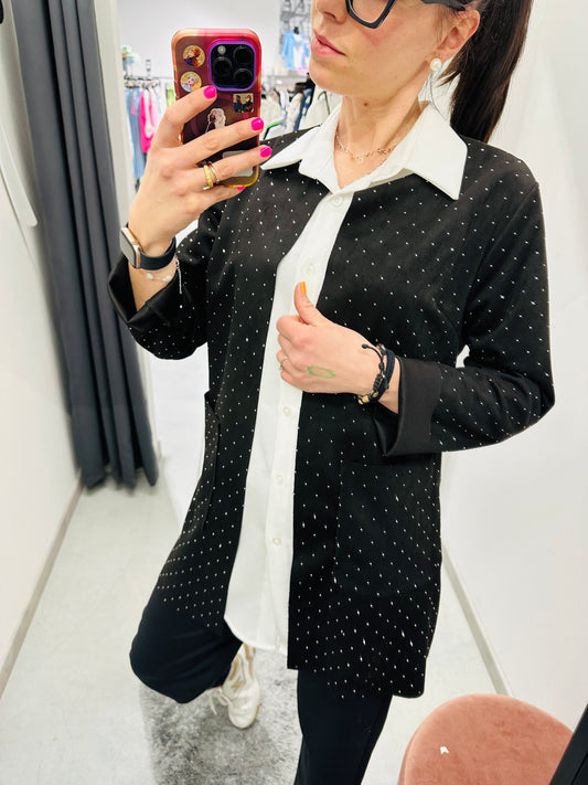 CARDIGAN SCAMOSCIATO BRILLANTINI