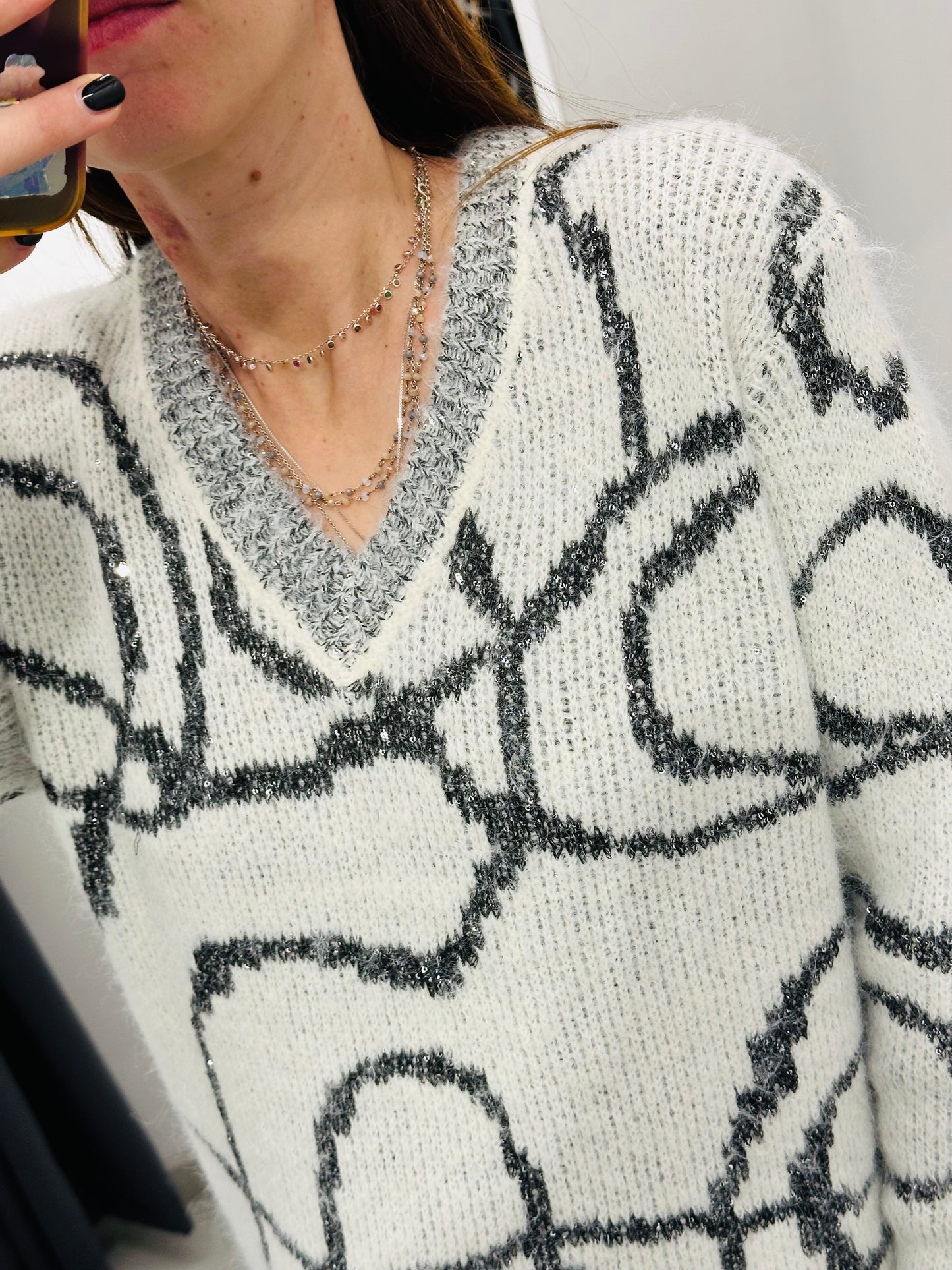 MAGLIONE ASTRATTO PAILLETTES CURVY