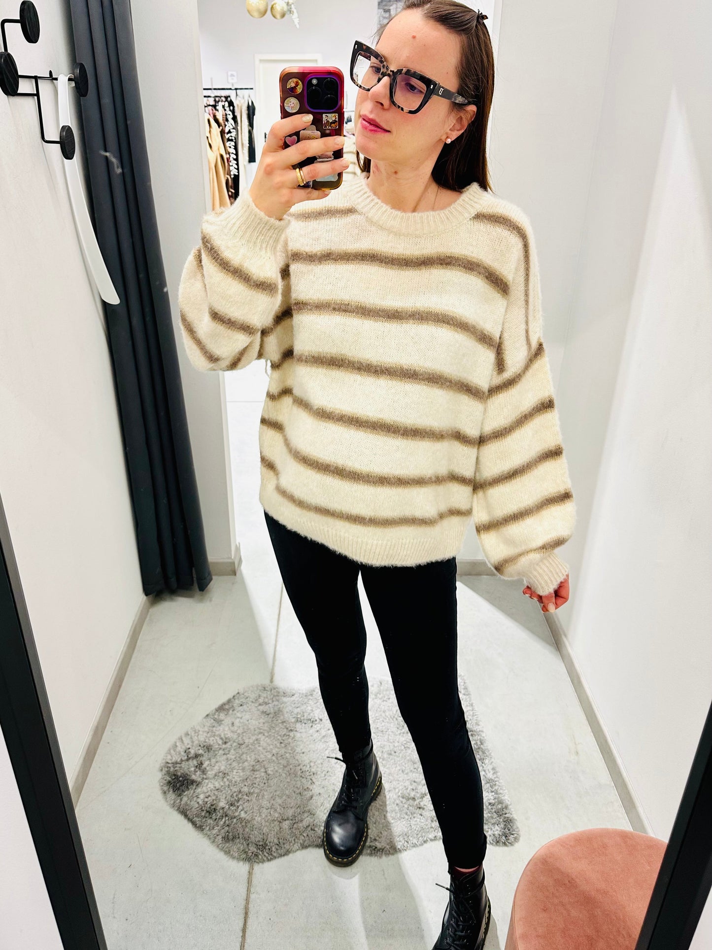 MAGLIONE OVERSIZE RIGHE MISTO LANA