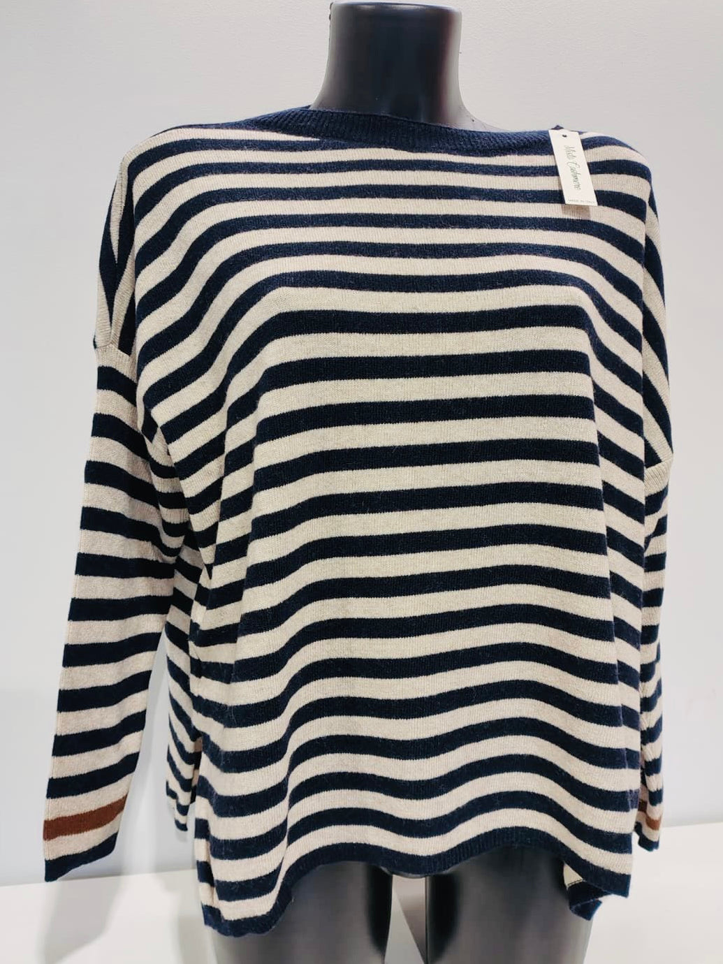 MAGLIONE OVER RIGATO MISTO CASHMERE