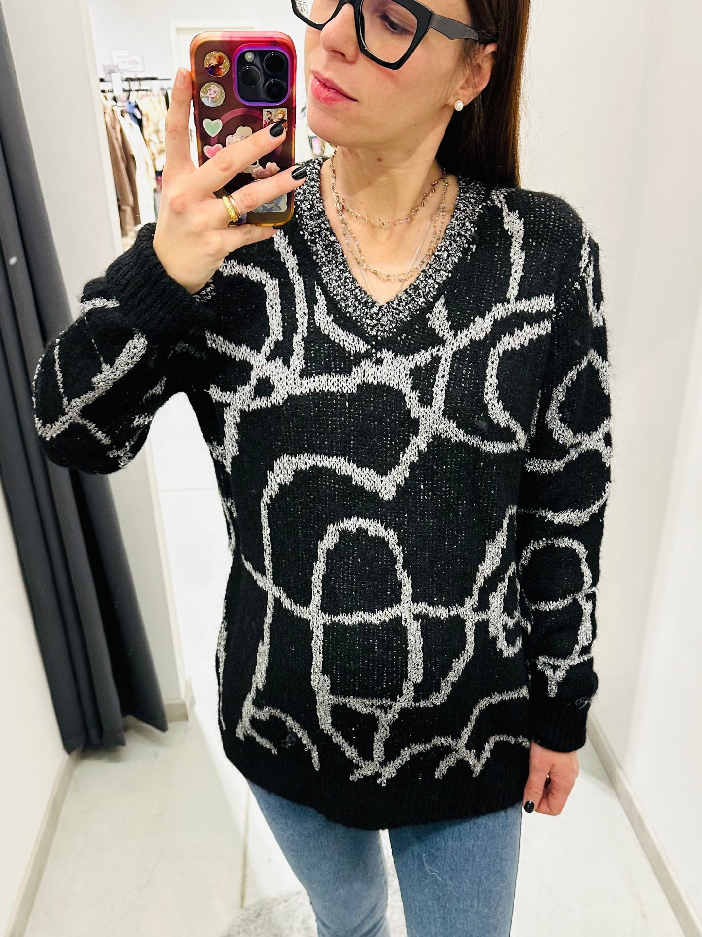 MAGLIONE ASTRATTO PAILLETTES CURVY