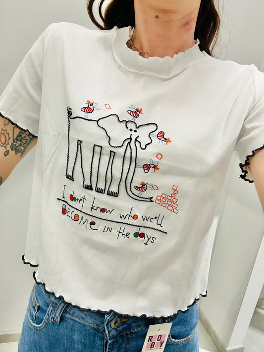 T-SHIRT CROP ELEFANTINO