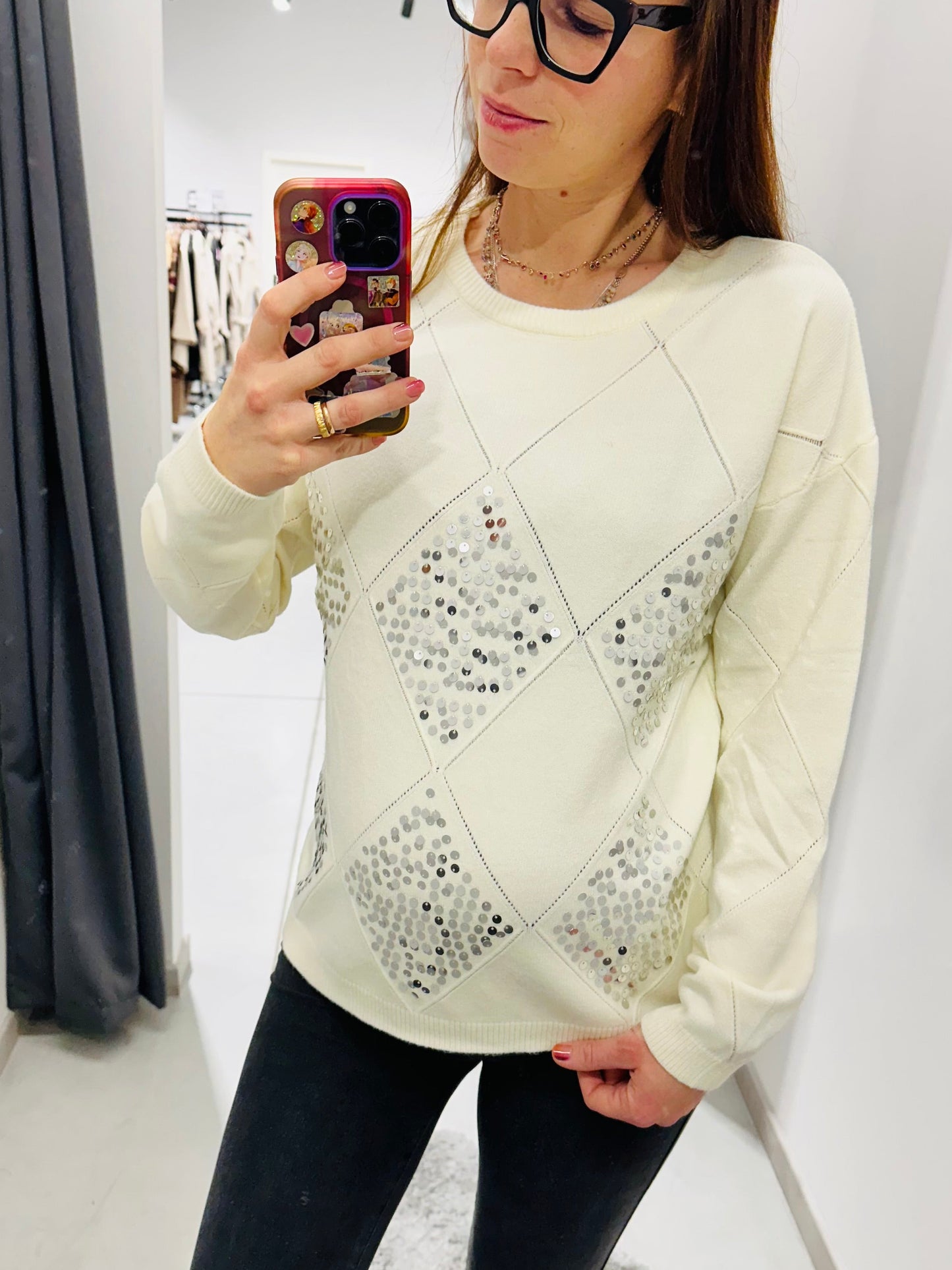MAGLIONE ROMBI PAILLETTES