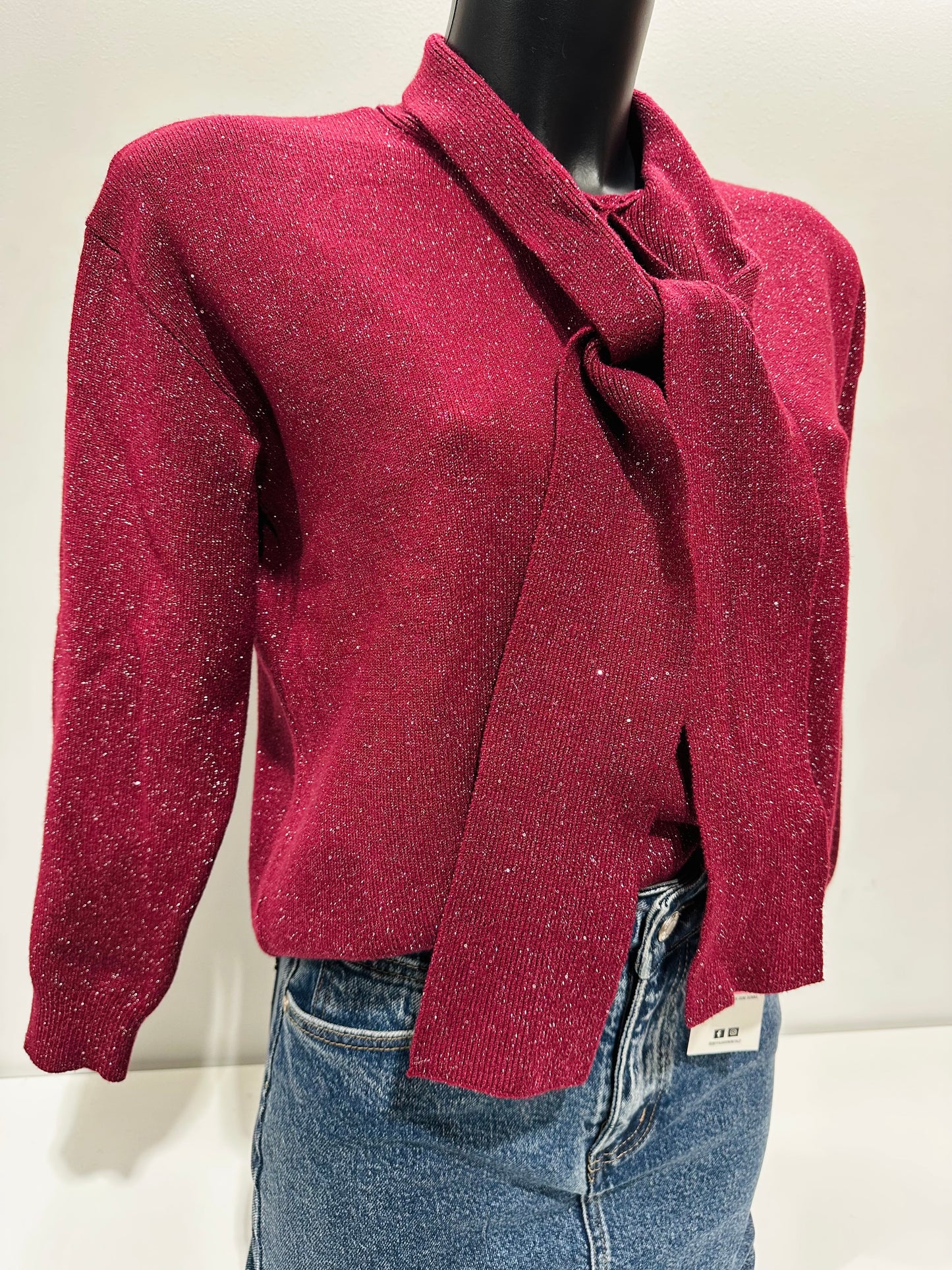 MAGLIONE CRAVATTA LAMINATO