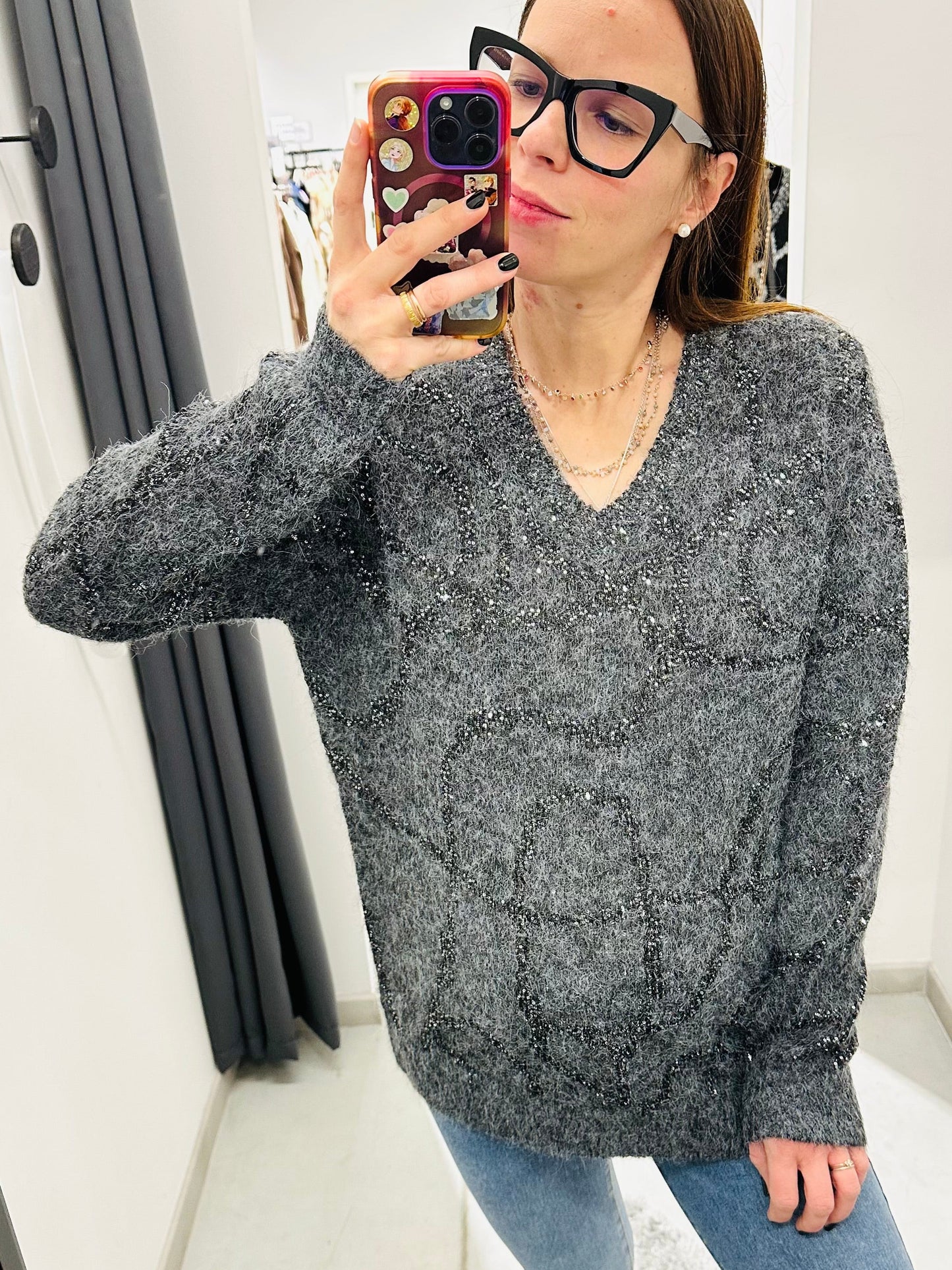 MAGLIONE ASTRATTO PAILLETTES CURVY