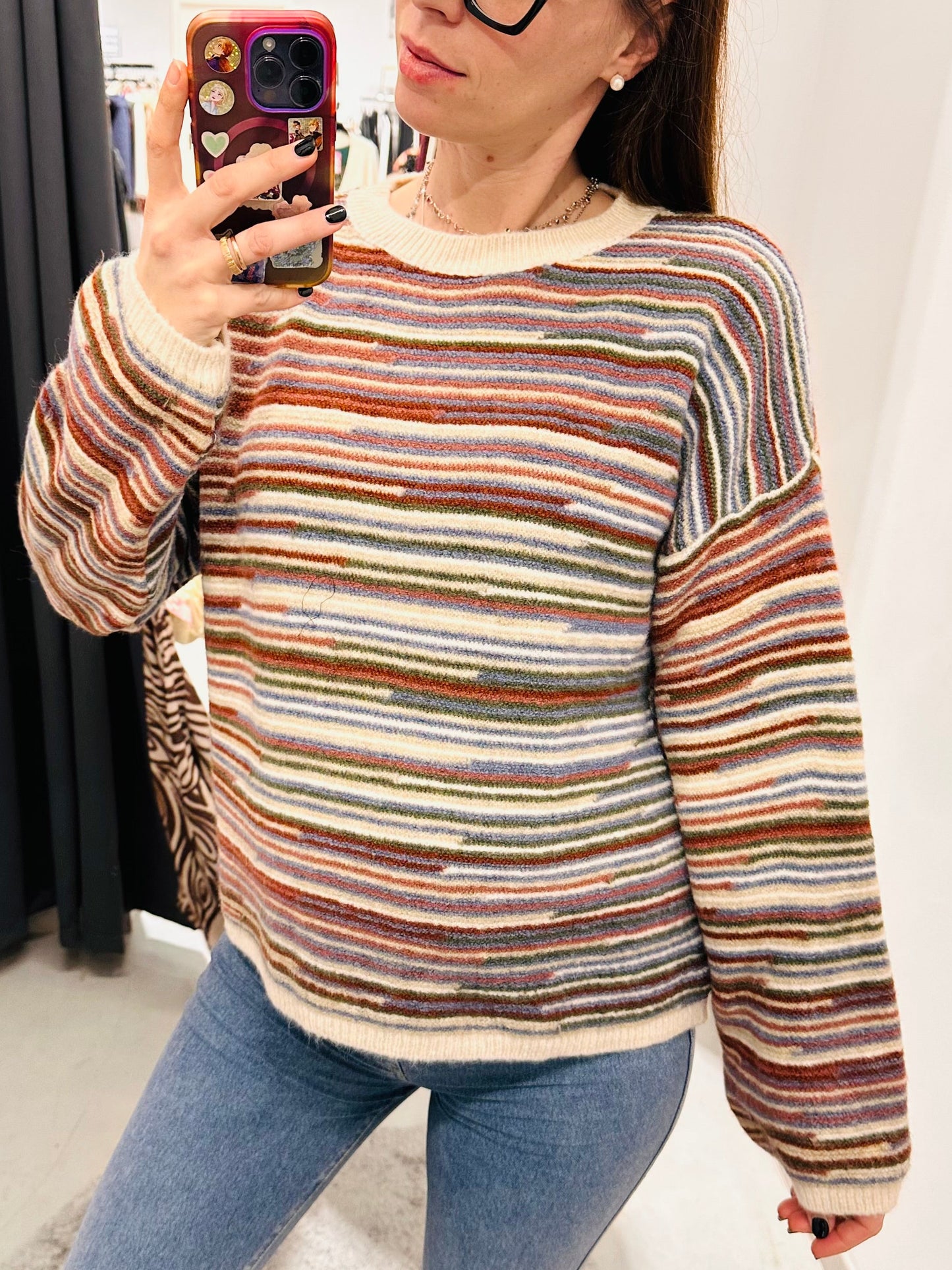 MAGLIONE OVER RIGATO MISTO LANA