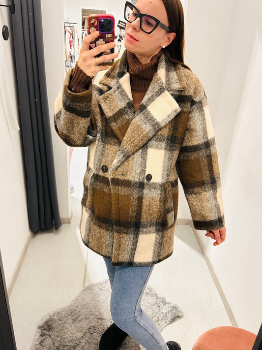 CAPPOTTO CORTO DOPPIOPETTO QUADRI