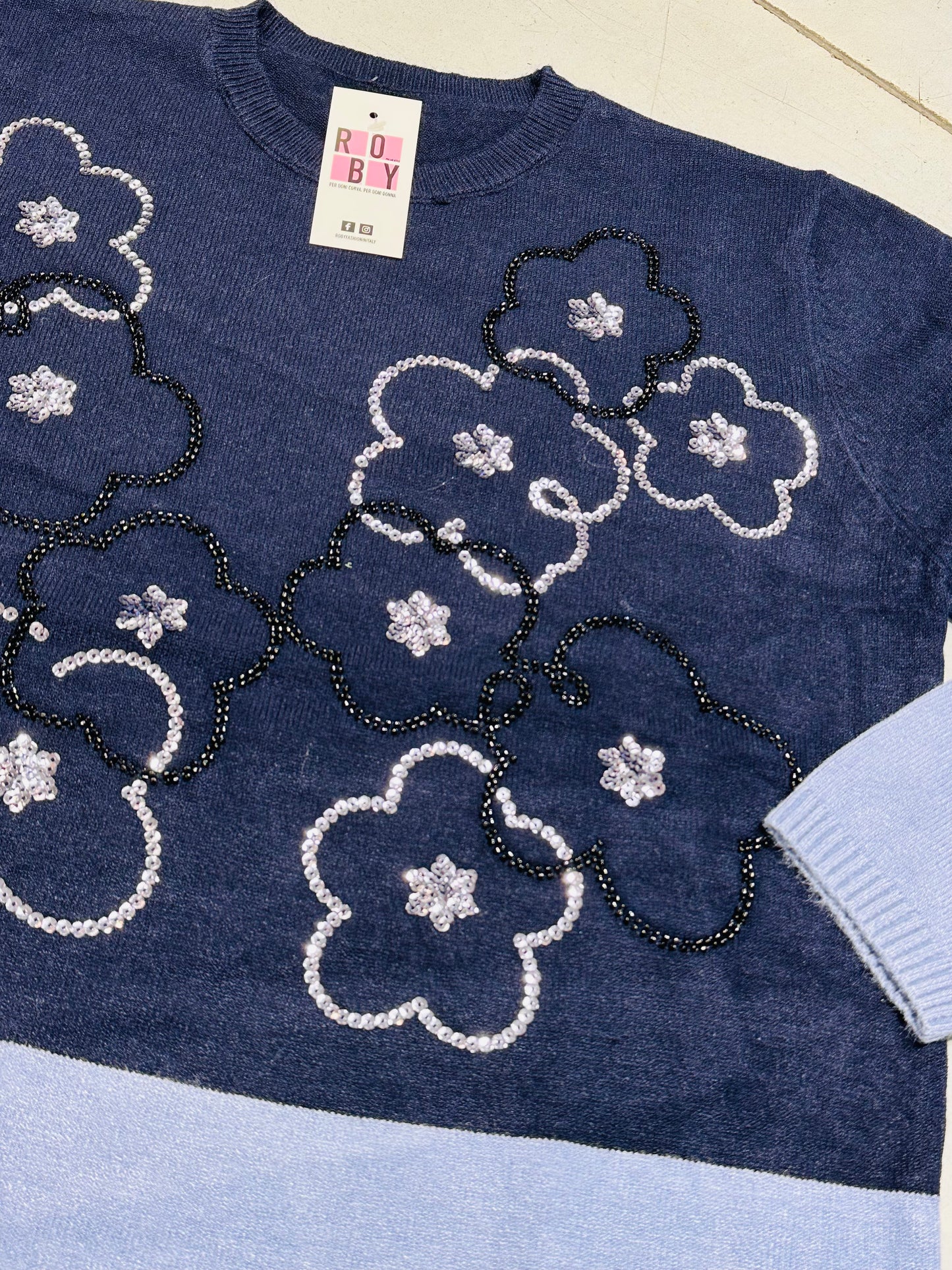 MAGLIONCINO FIORI PAILLETTES