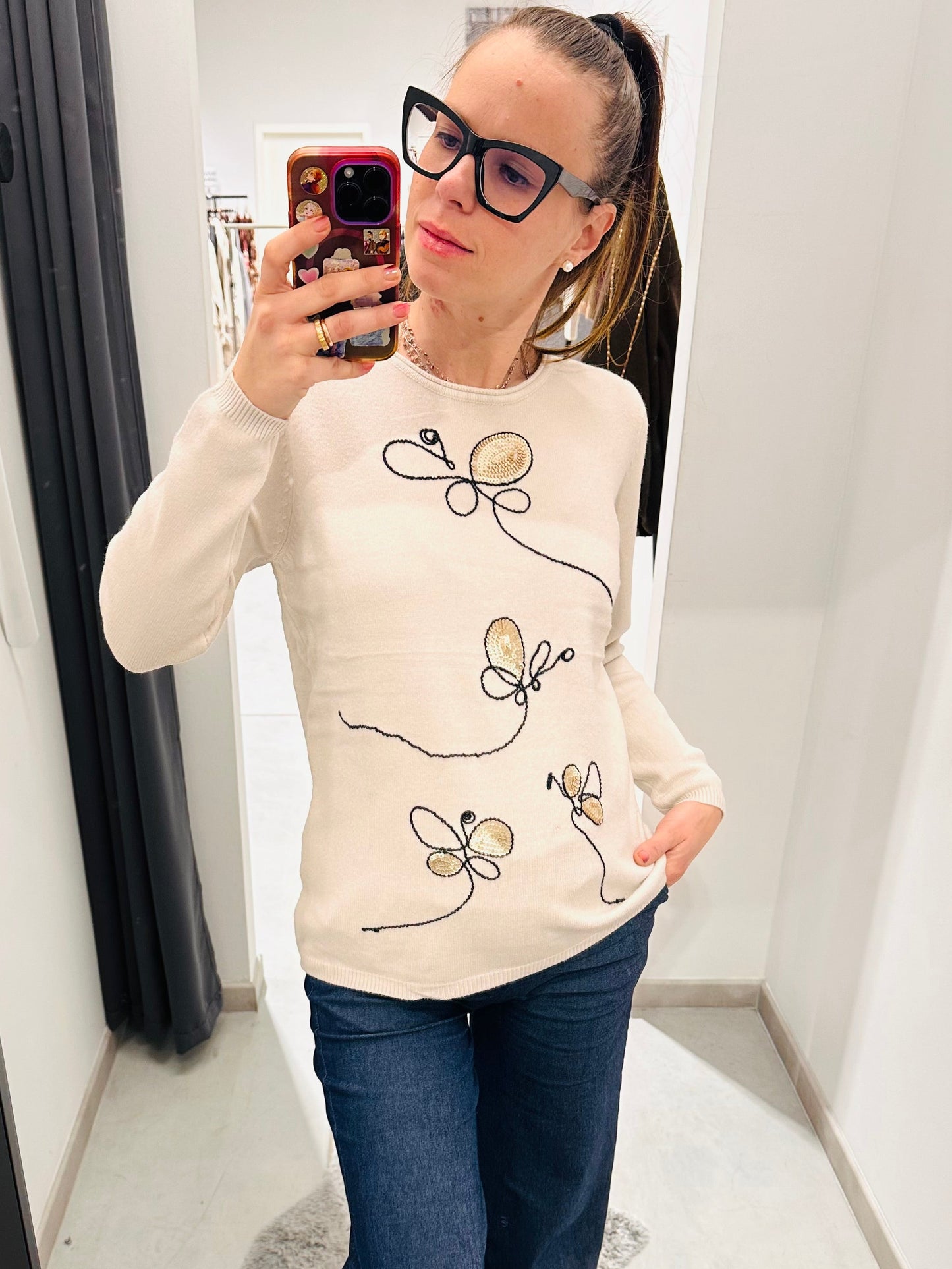 MAGLIONCINO FARFALLE PAILLETTES