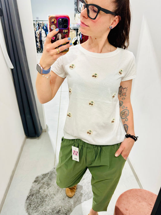 T-SHIRT CILIEGIE RICAMATE